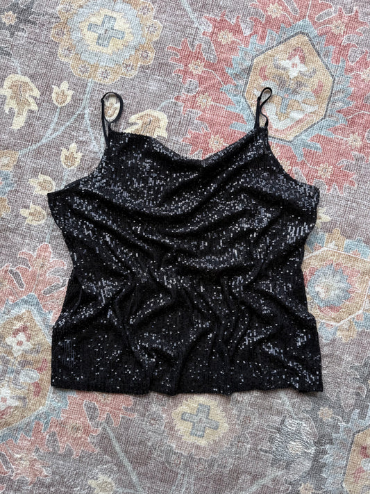 Sequin Cowl Neck Tank - XL