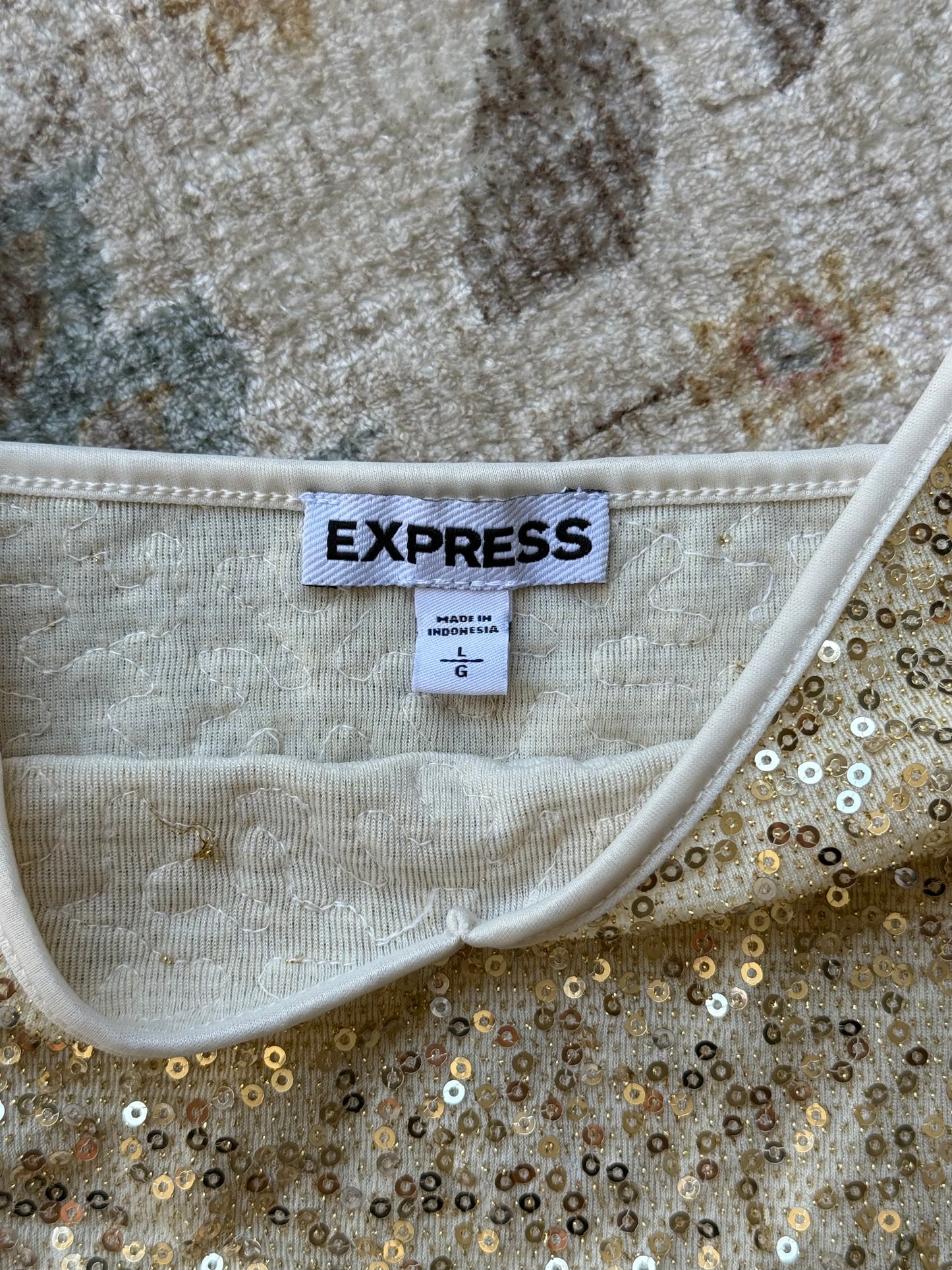 Gold Sequin Tank - L