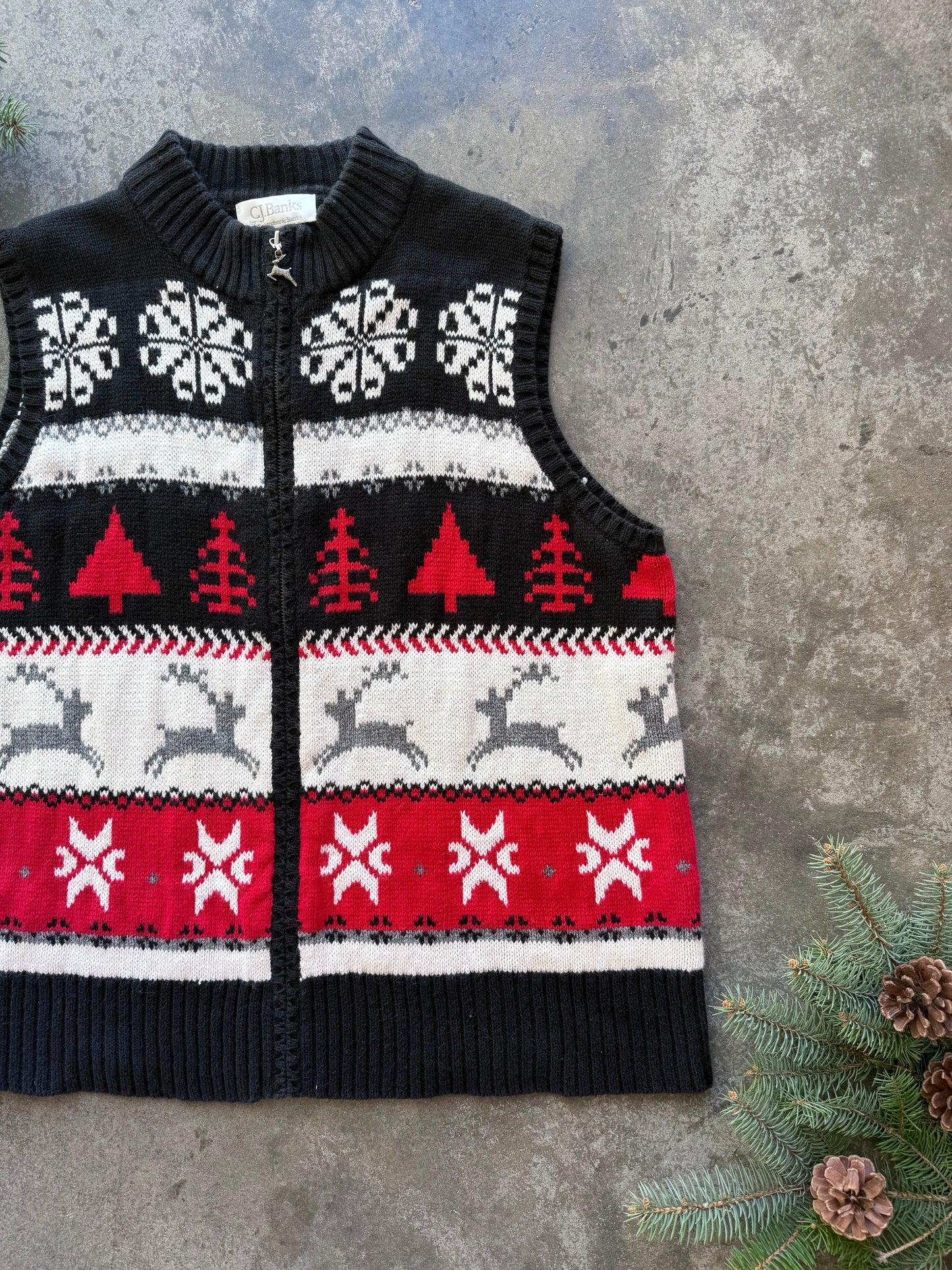 Christmas Zip Up Sweater Vest - XL