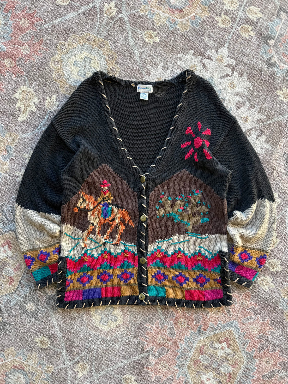 Distressed Western Cardigan - L
