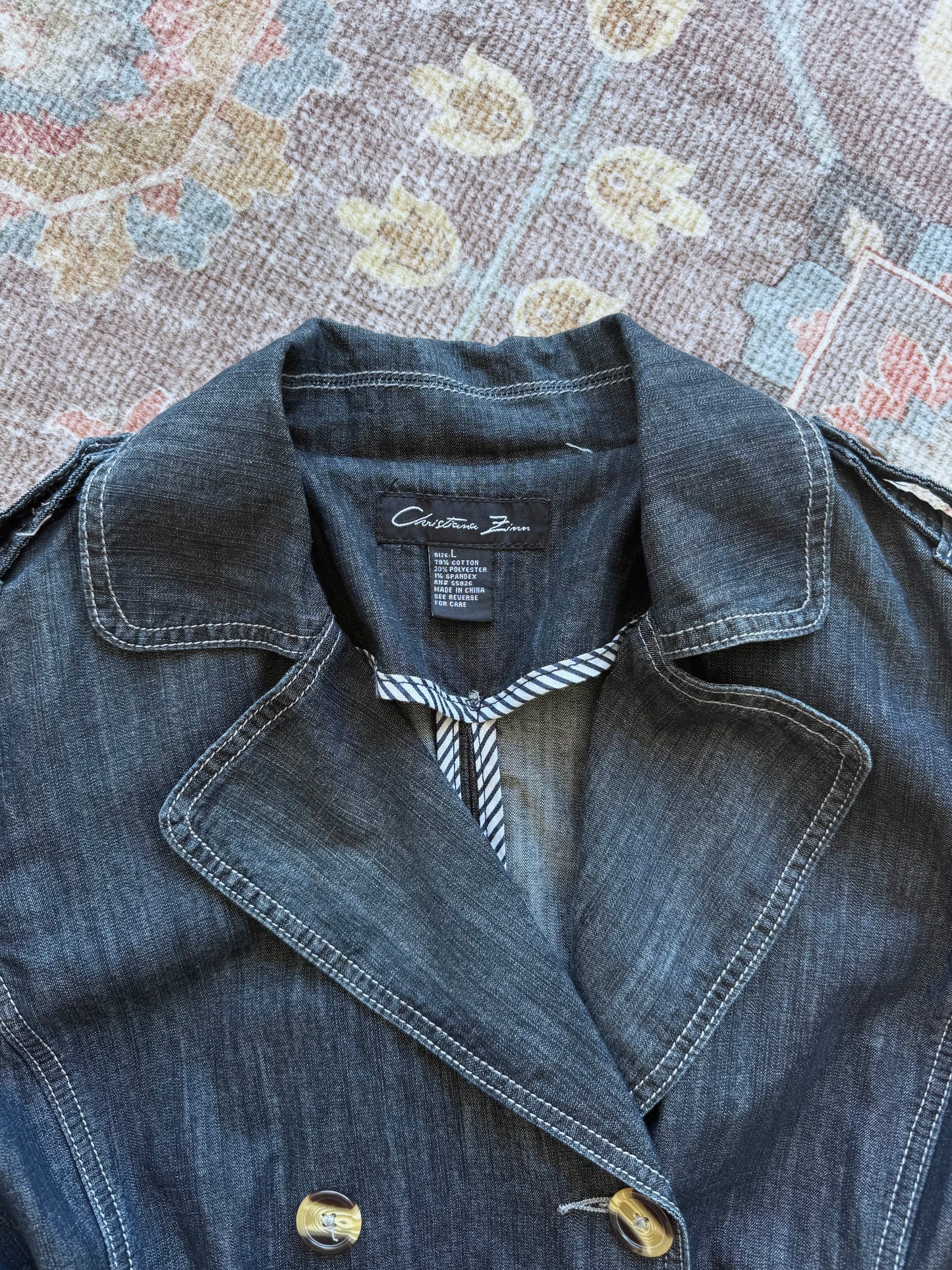 Denim Trench Coat - L