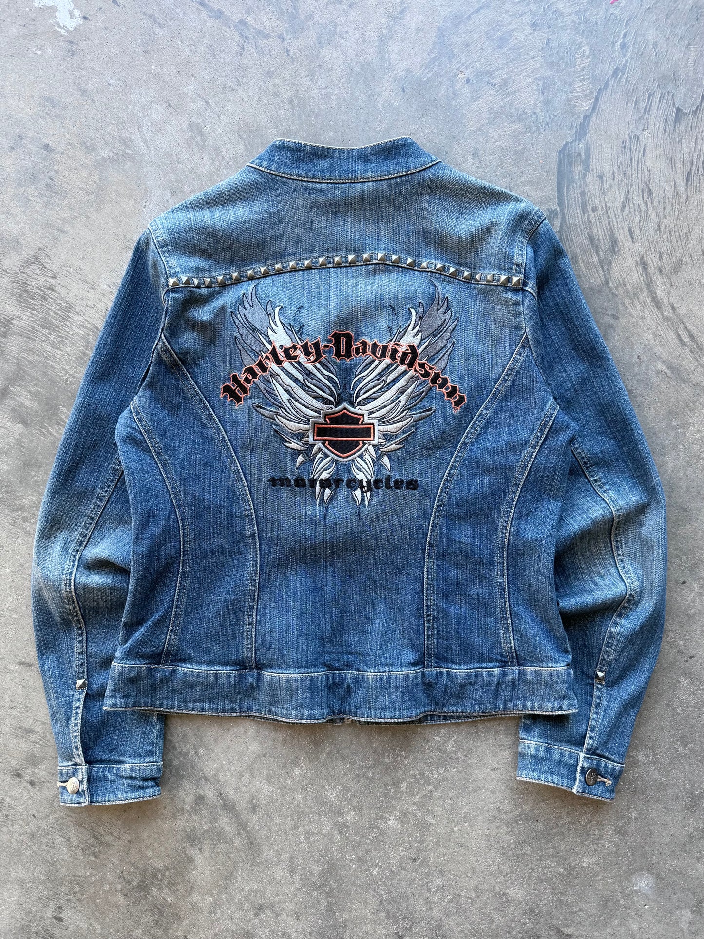 Harley Denim Zip Up Jacket - L