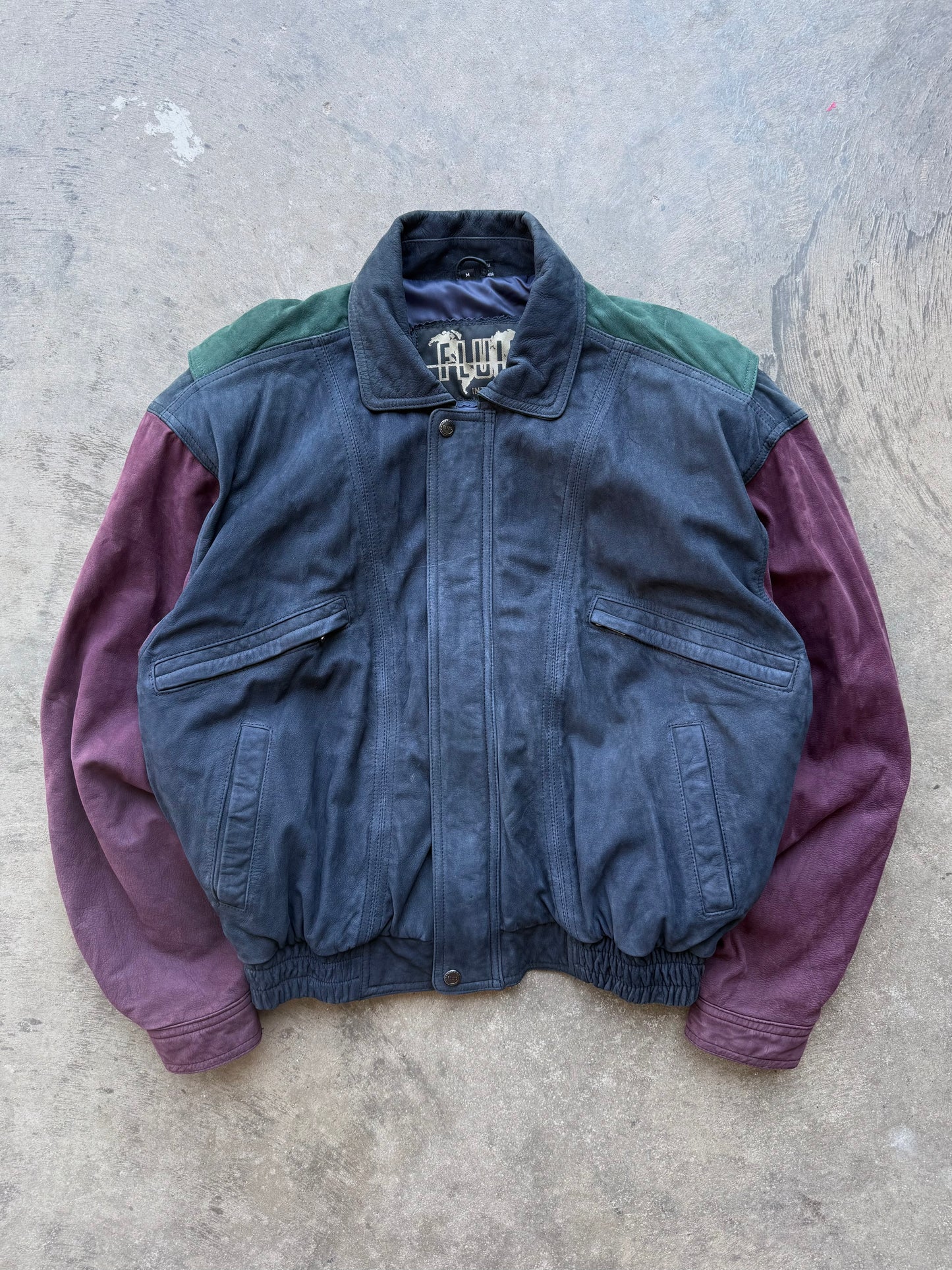 Colorblock Leather Jacket - M