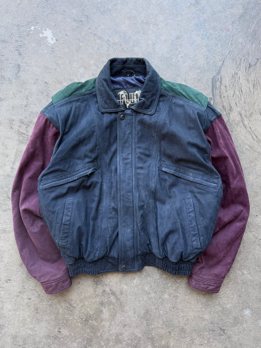 Colorblock Leather Jacket - M