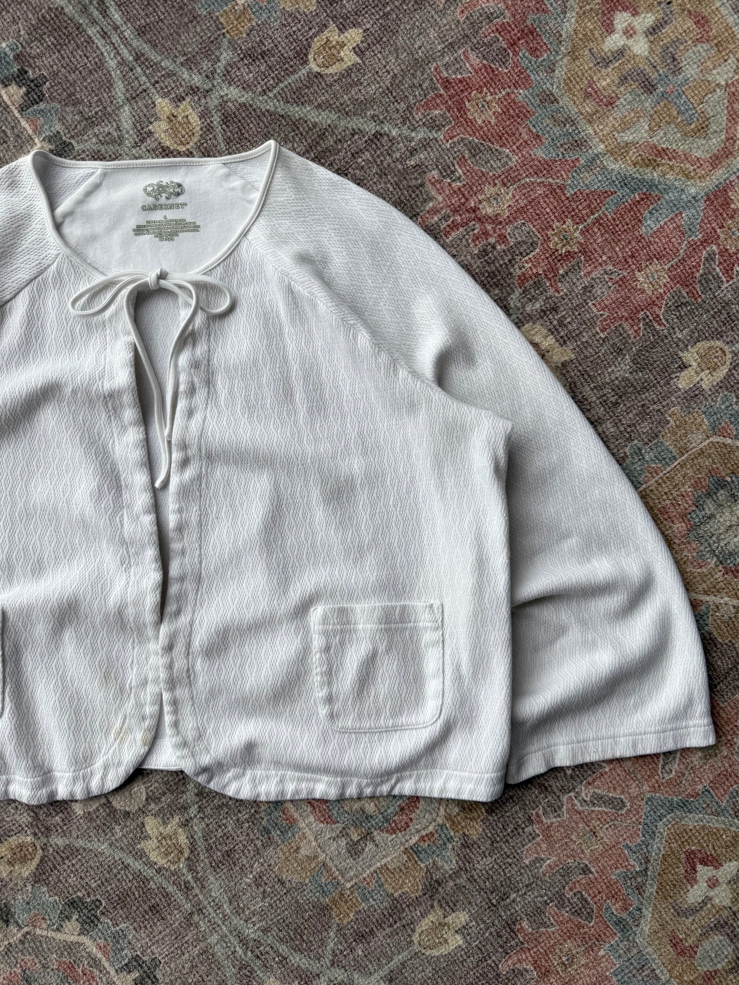 Tie Pointelle Cardigan - L