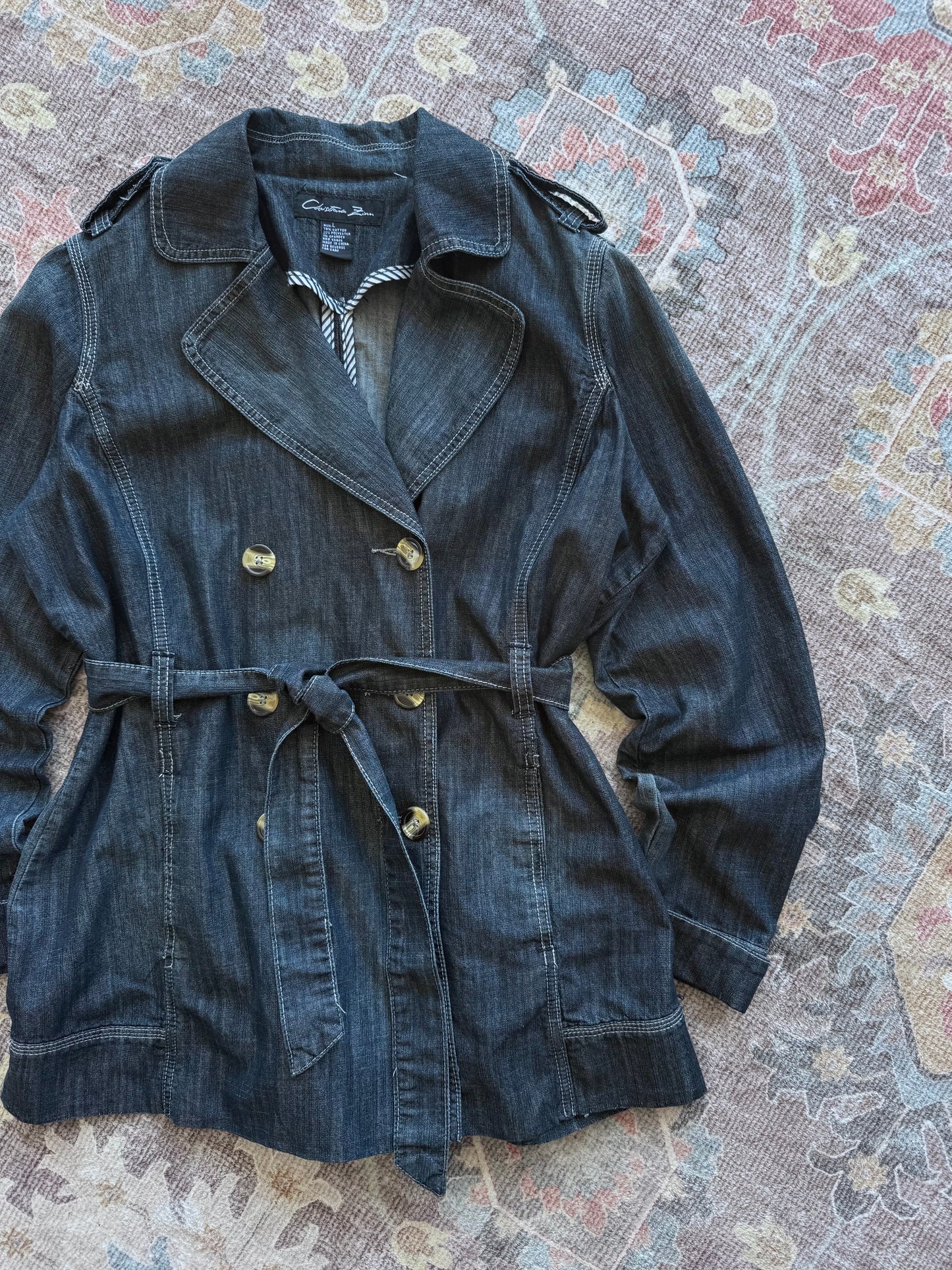 Denim Trench Coat - L