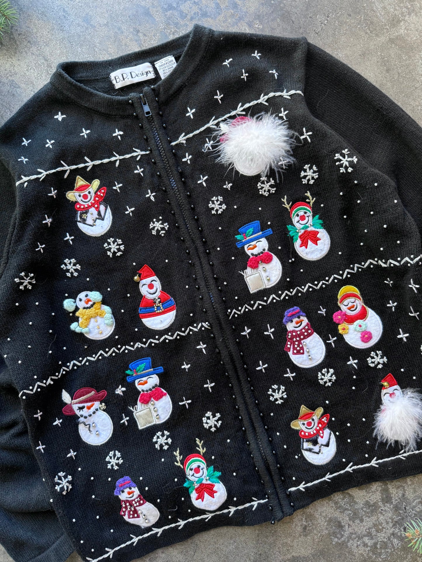 Snowman Zip Up Cardigan - XL