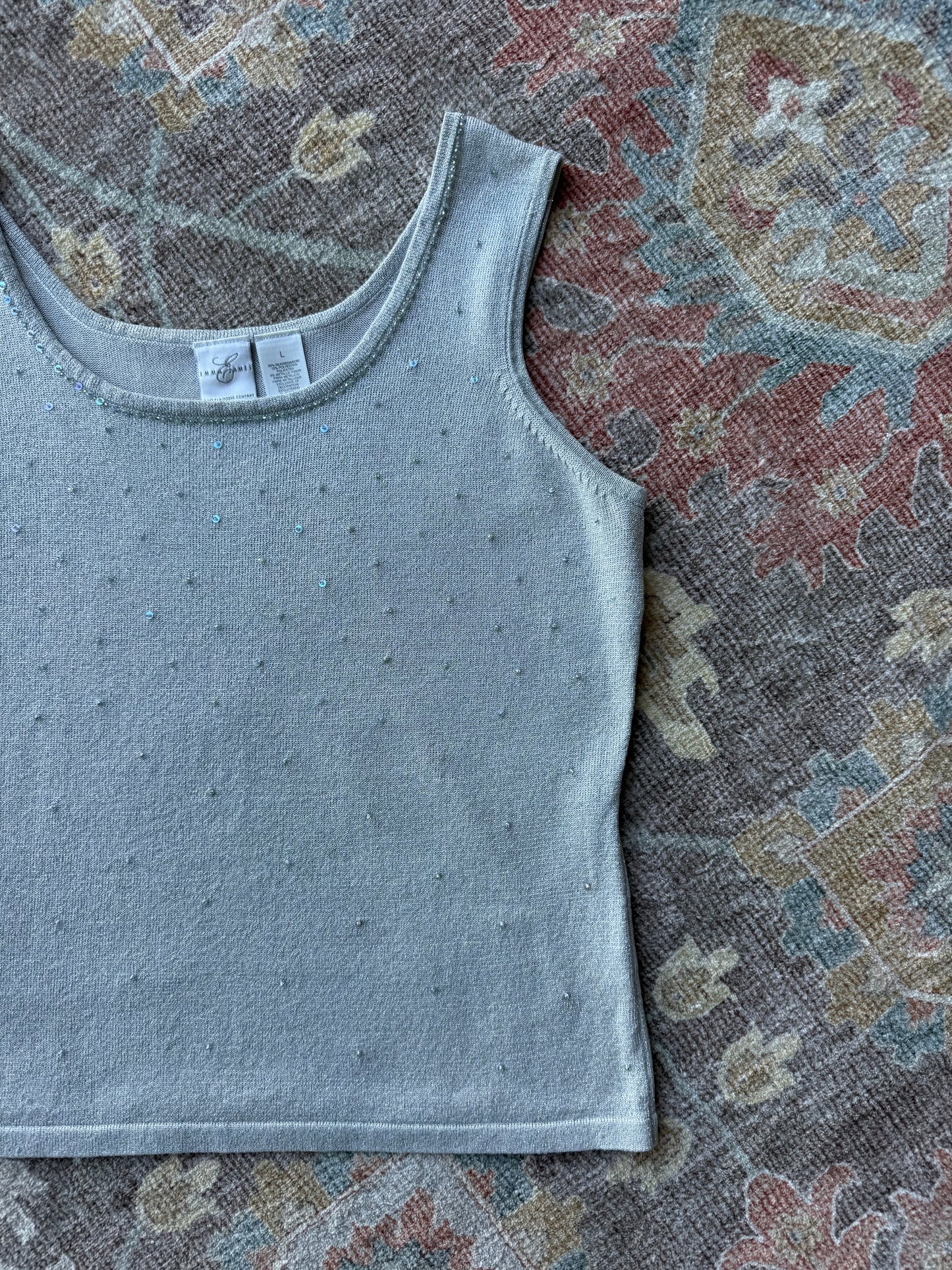 Silver Beaded Tank - L