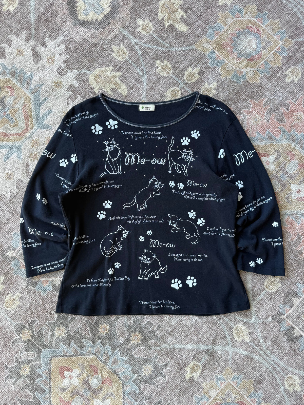 Cat 3/4 Sleeve Top - XL