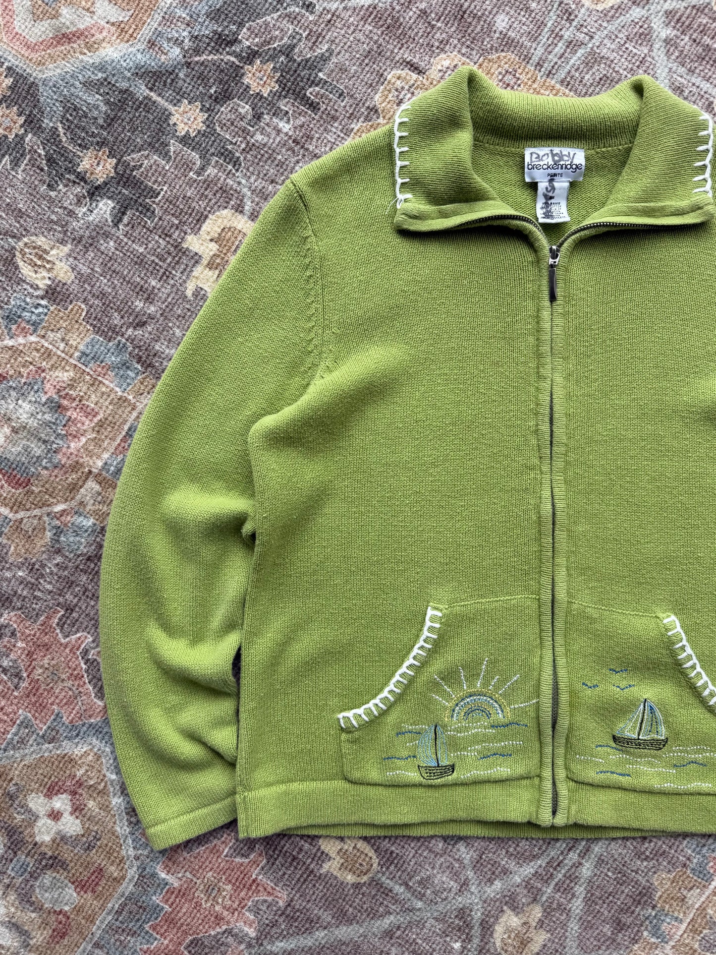 Sailboat Zip Up Cardigan - M