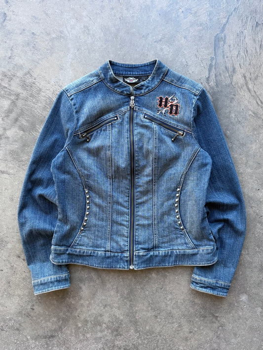 Harley Denim Zip Up Jacket - L