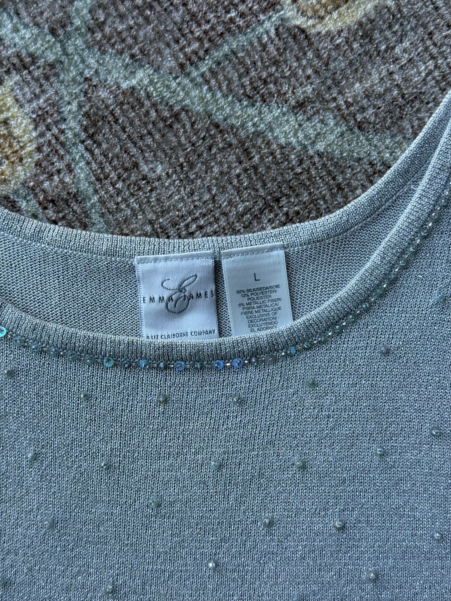 Silver Beaded Tank - L