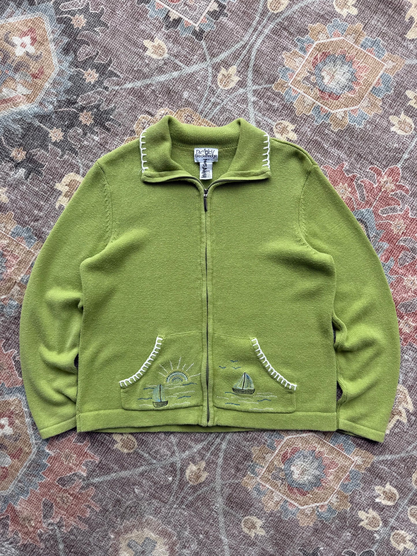 Sailboat Zip Up Cardigan - M