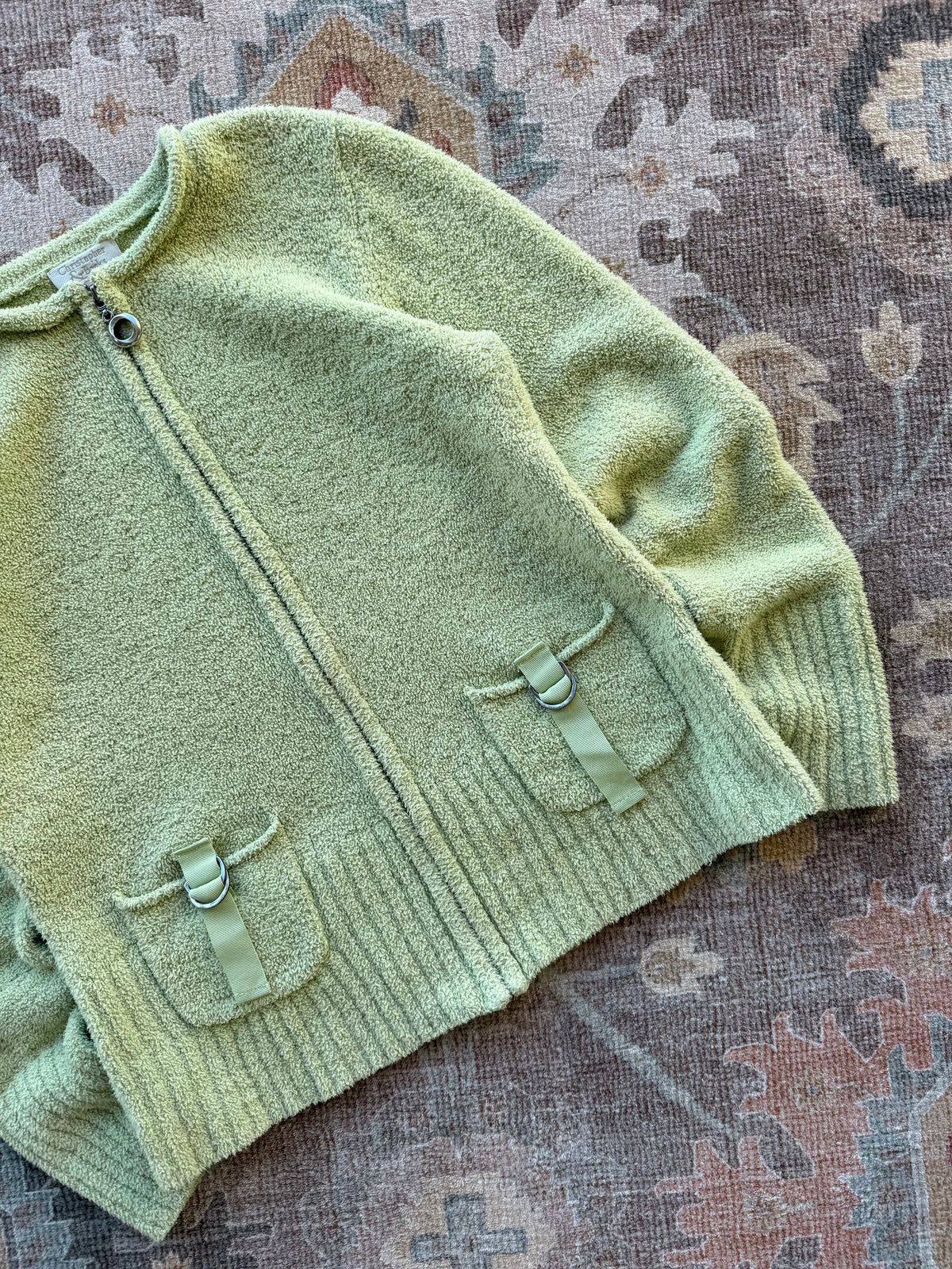 Fuzzy Zip Up Cardigan - S