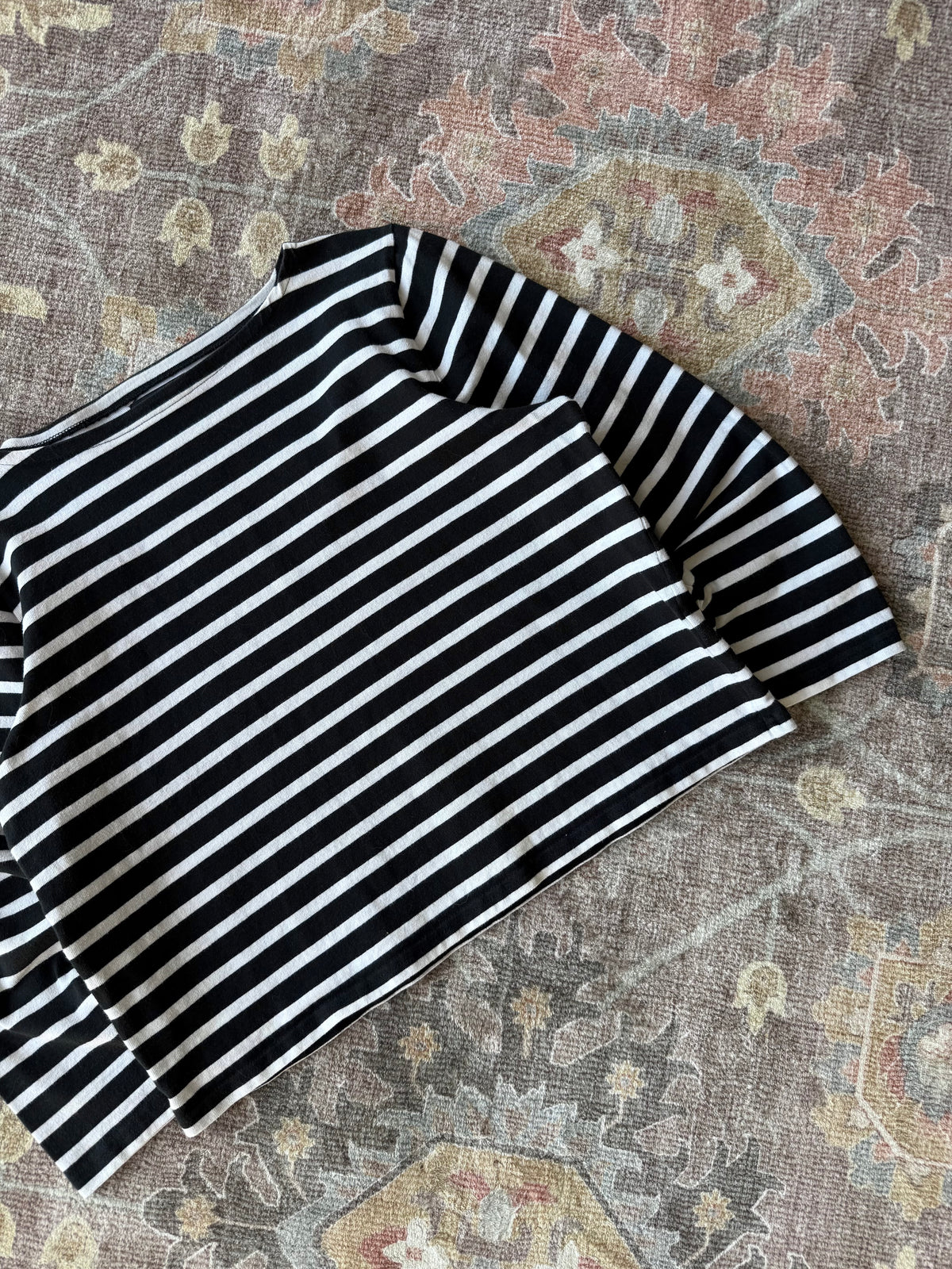 Striped 3/4 Sleeve Top - L