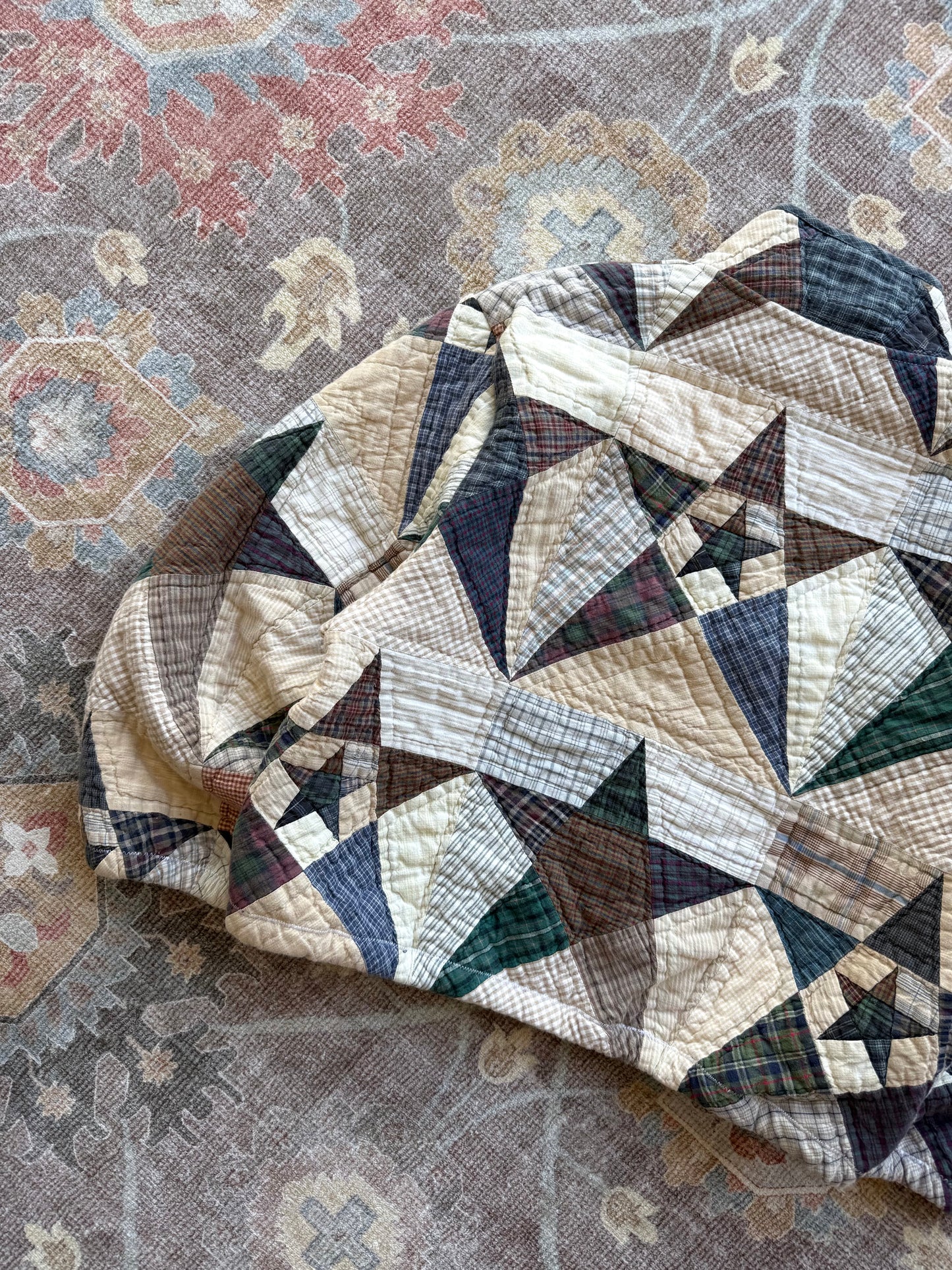Quilt Cinch Snap Button Pullover - M