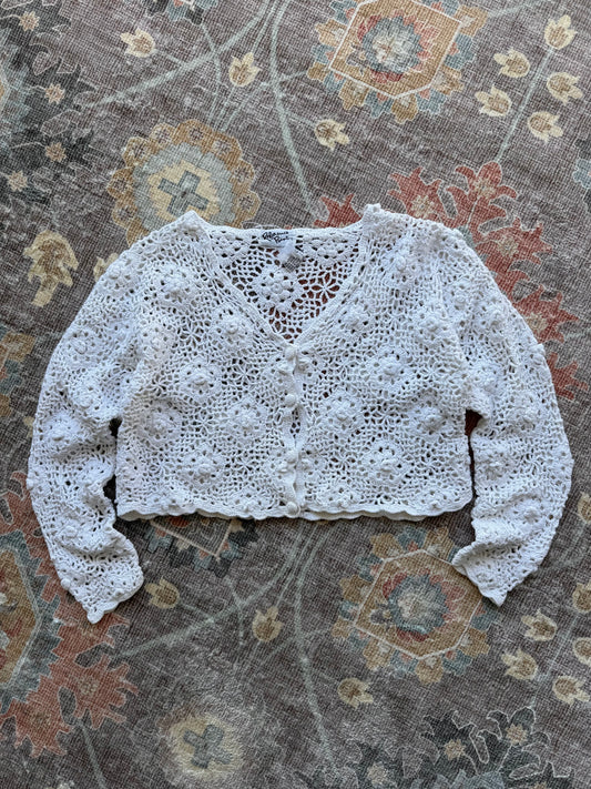 Flower Crochet Cardigan - L