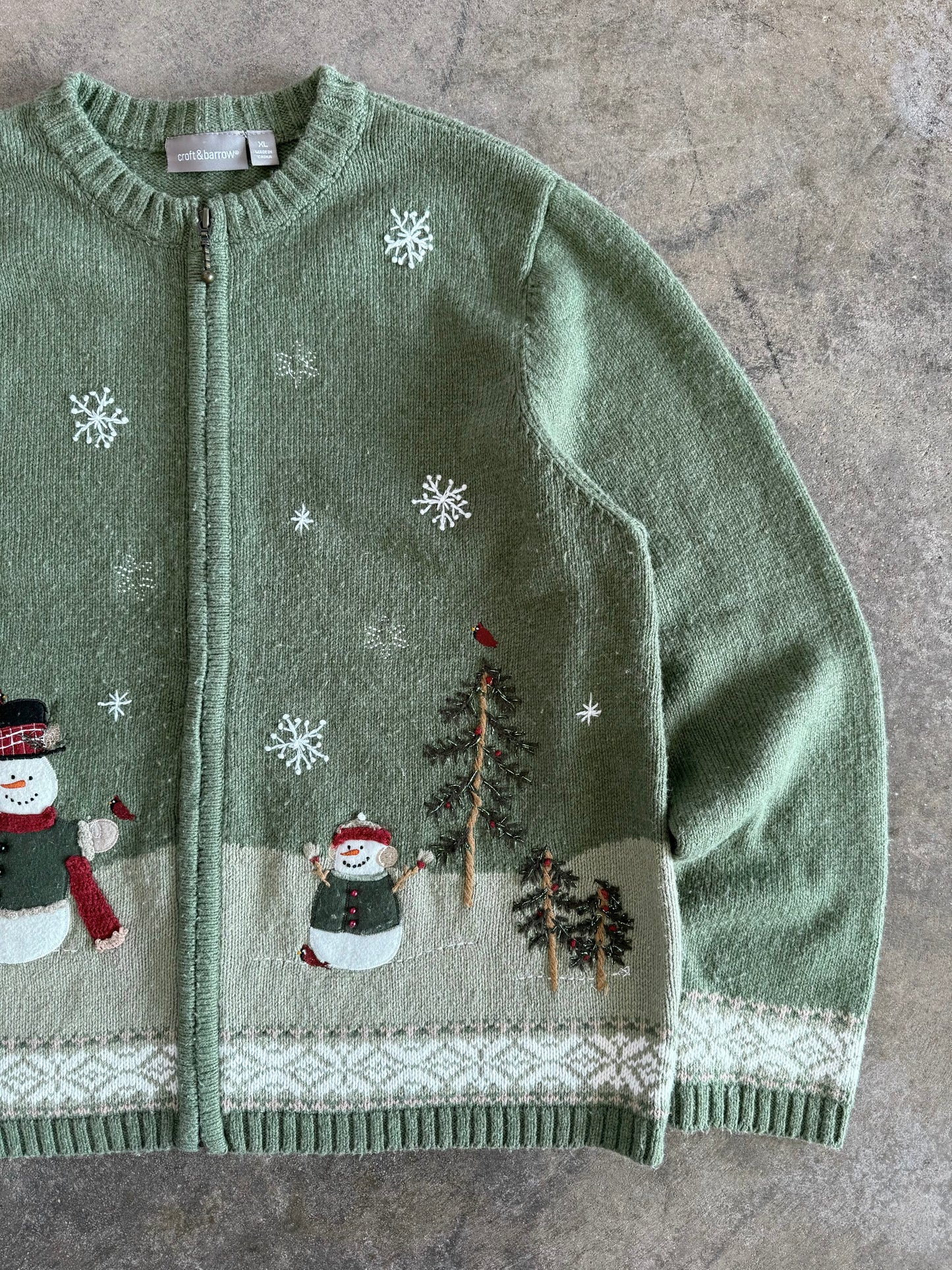 Snowman Zip Up Cardigan - XL