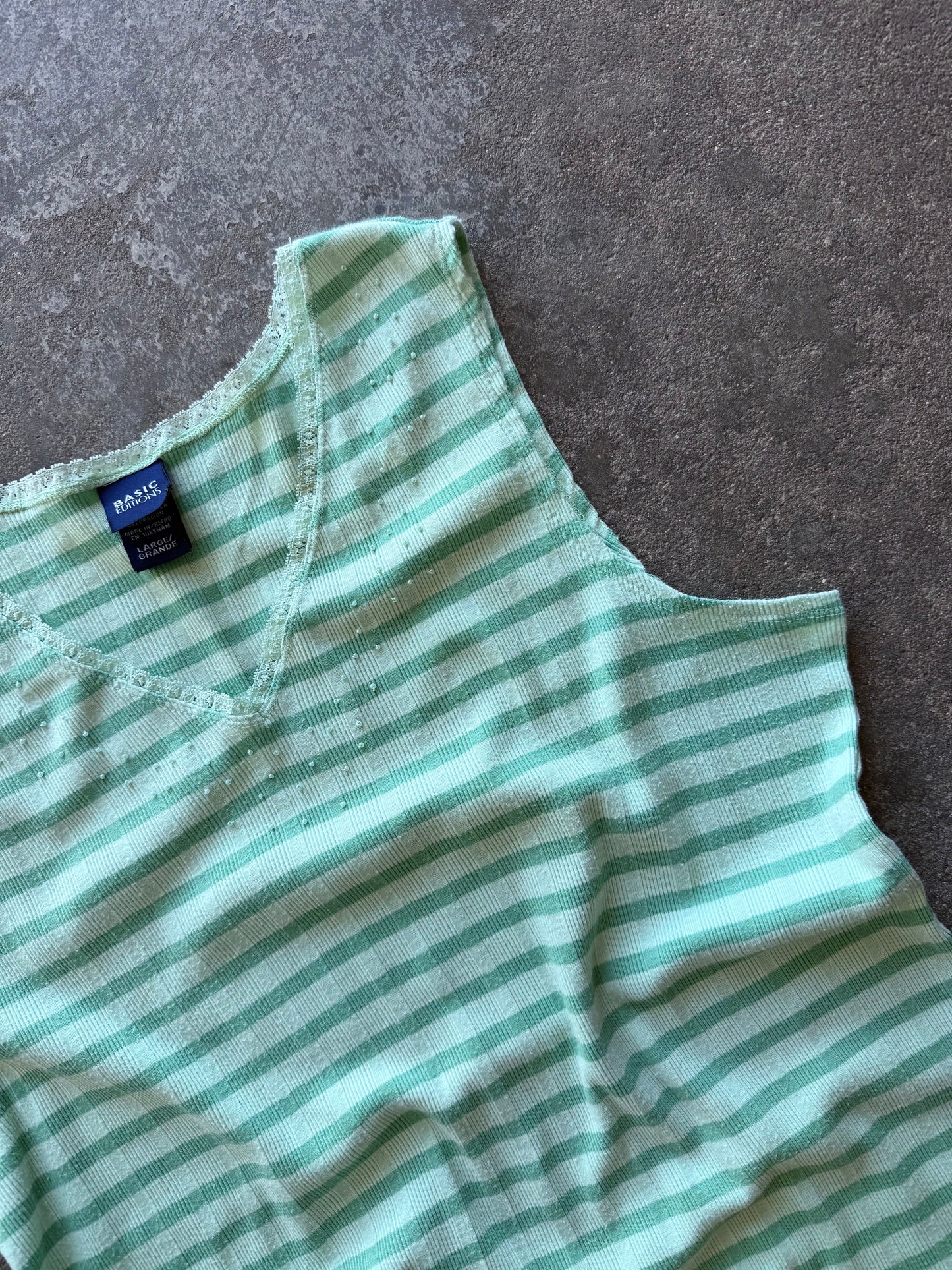 Striped Beaded Tank - L