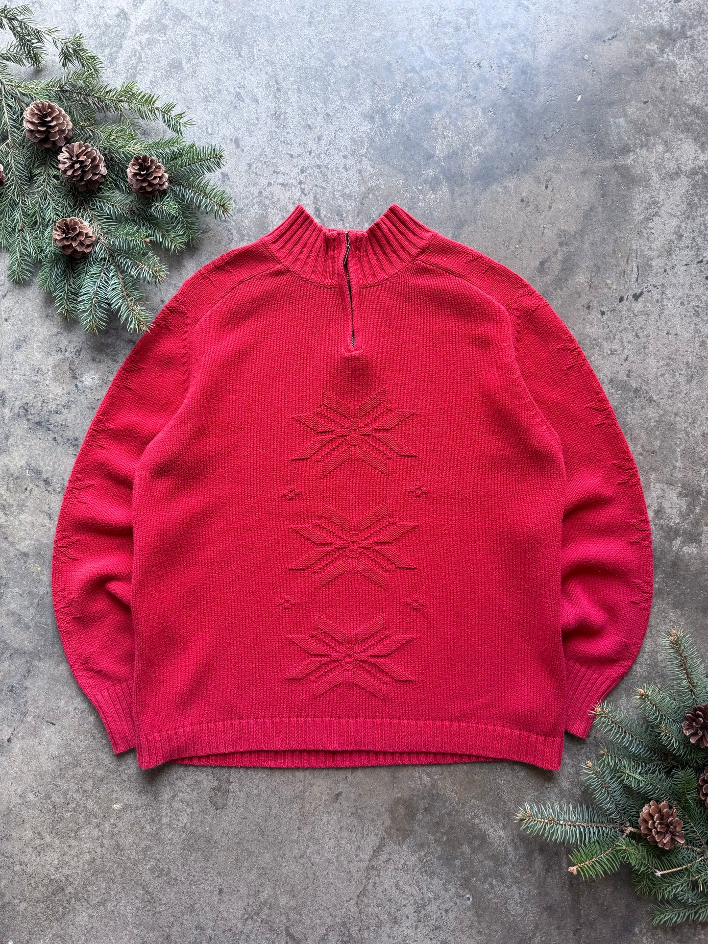 Nordic Snowflake Knit Quarterzip - XL