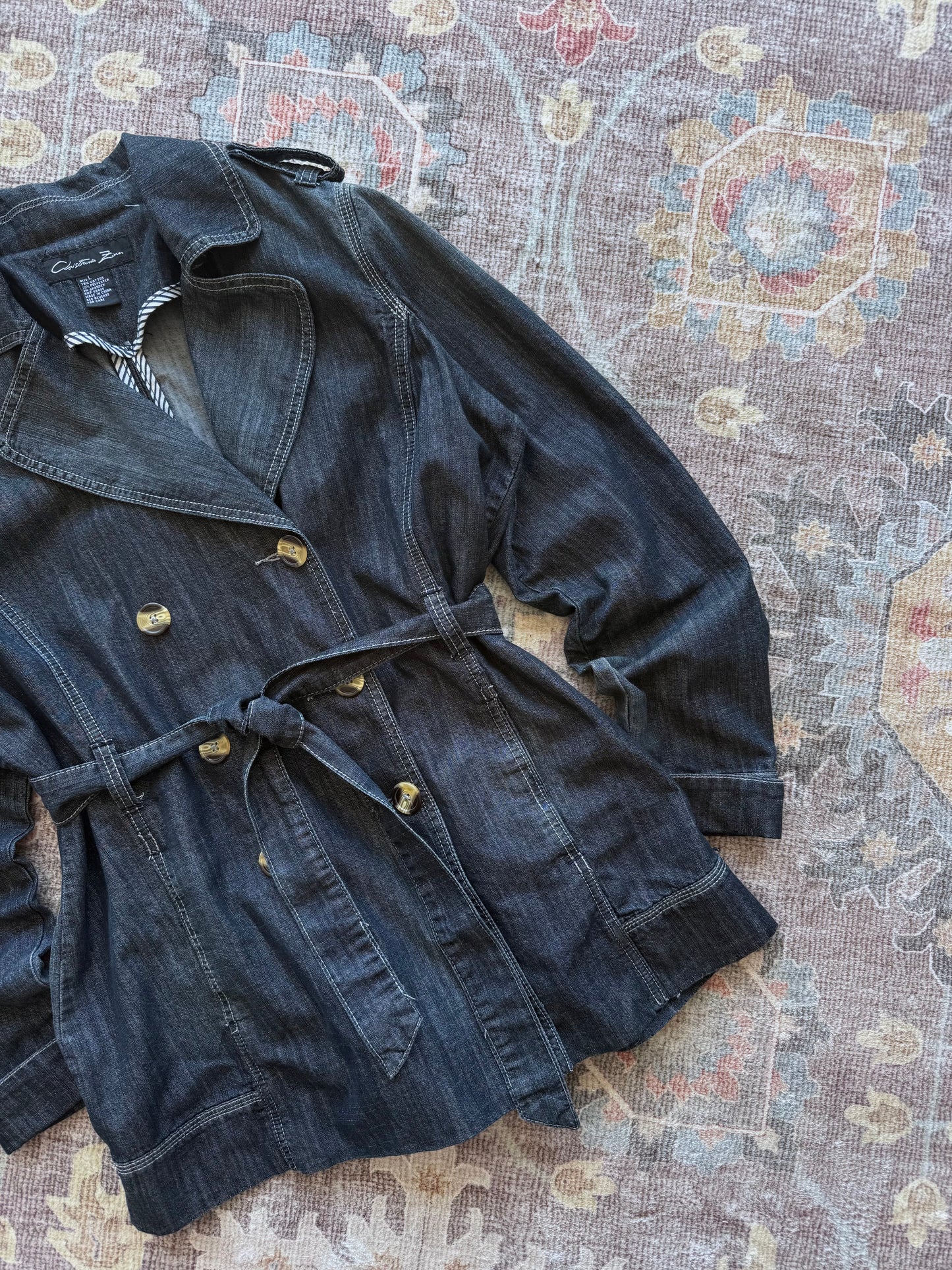 Denim Trench Coat - L