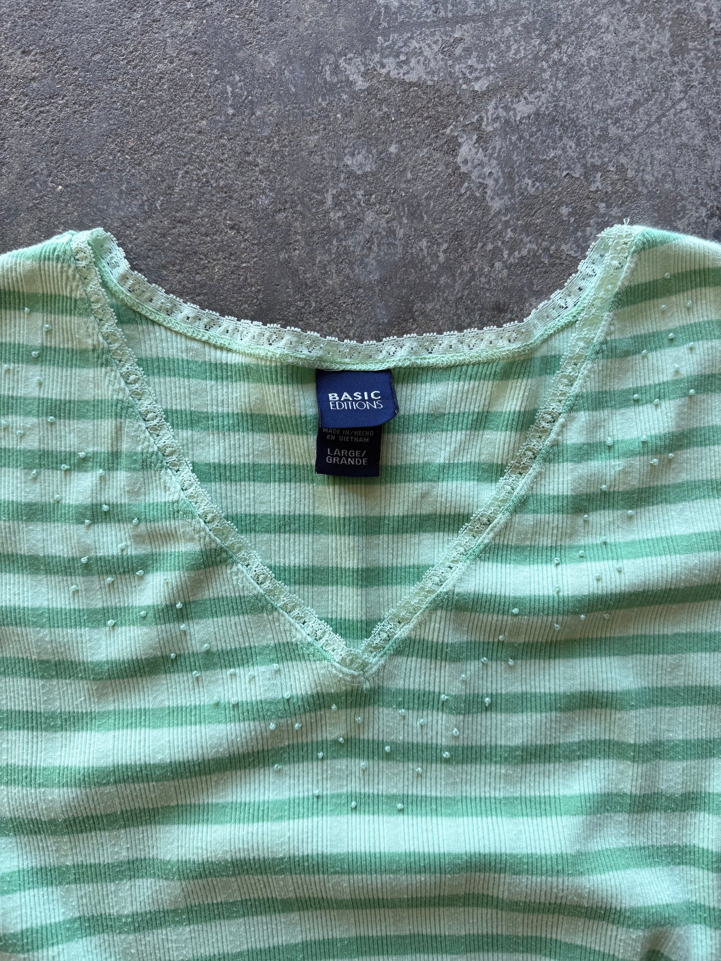 Striped Beaded Tank - L