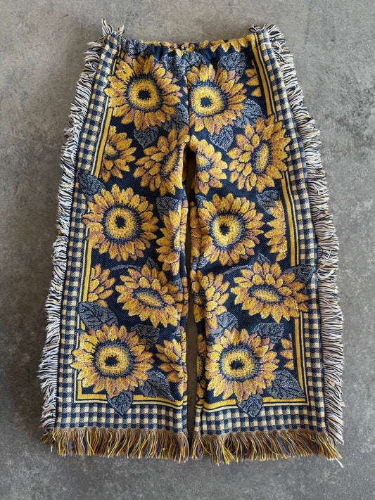 Wide Leg Fringe Blanket Pants - S/M