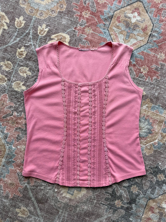 Lace Trim Tank - L