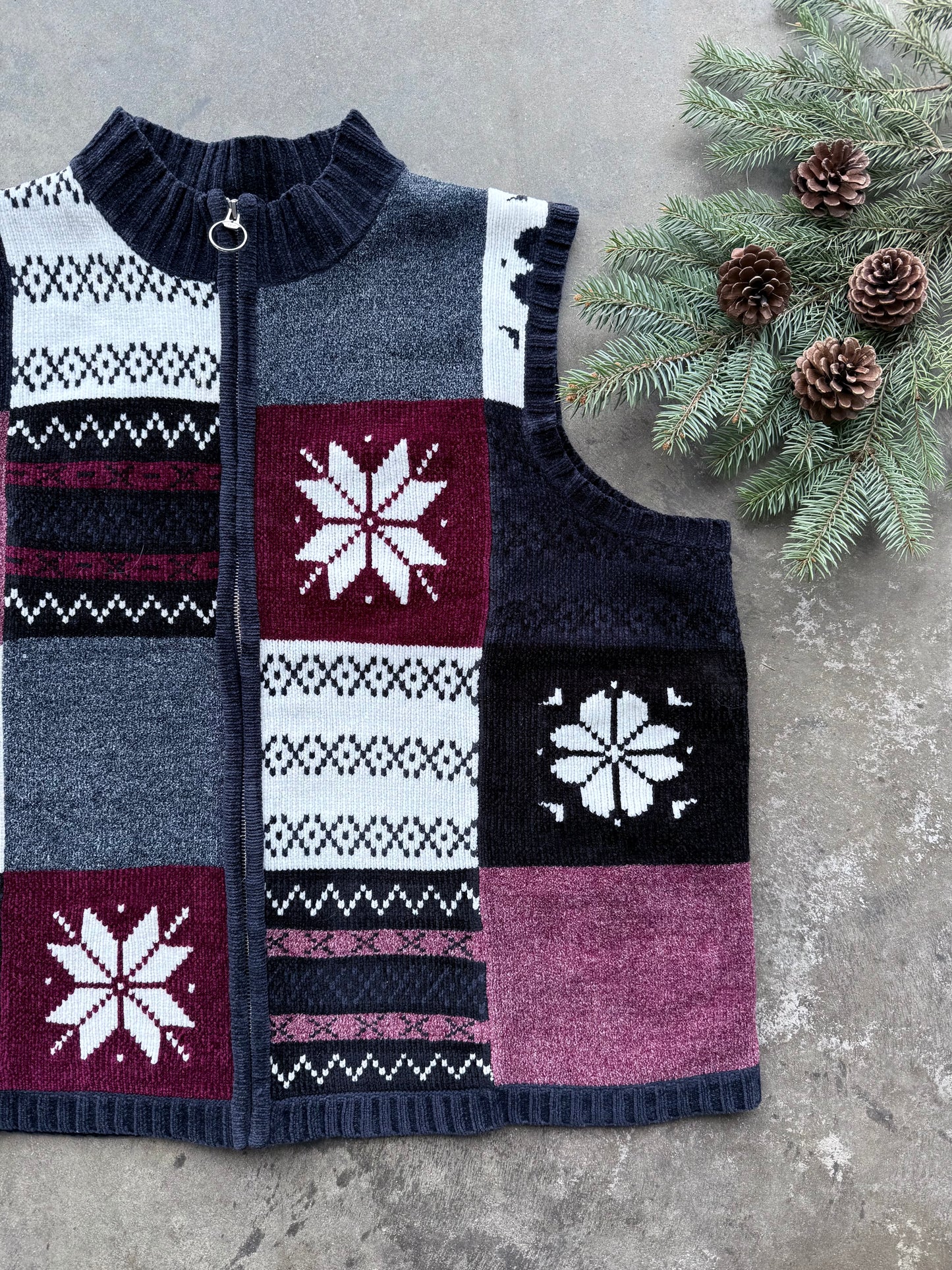 Christmas Zip Up Sweater Vest - 2XL