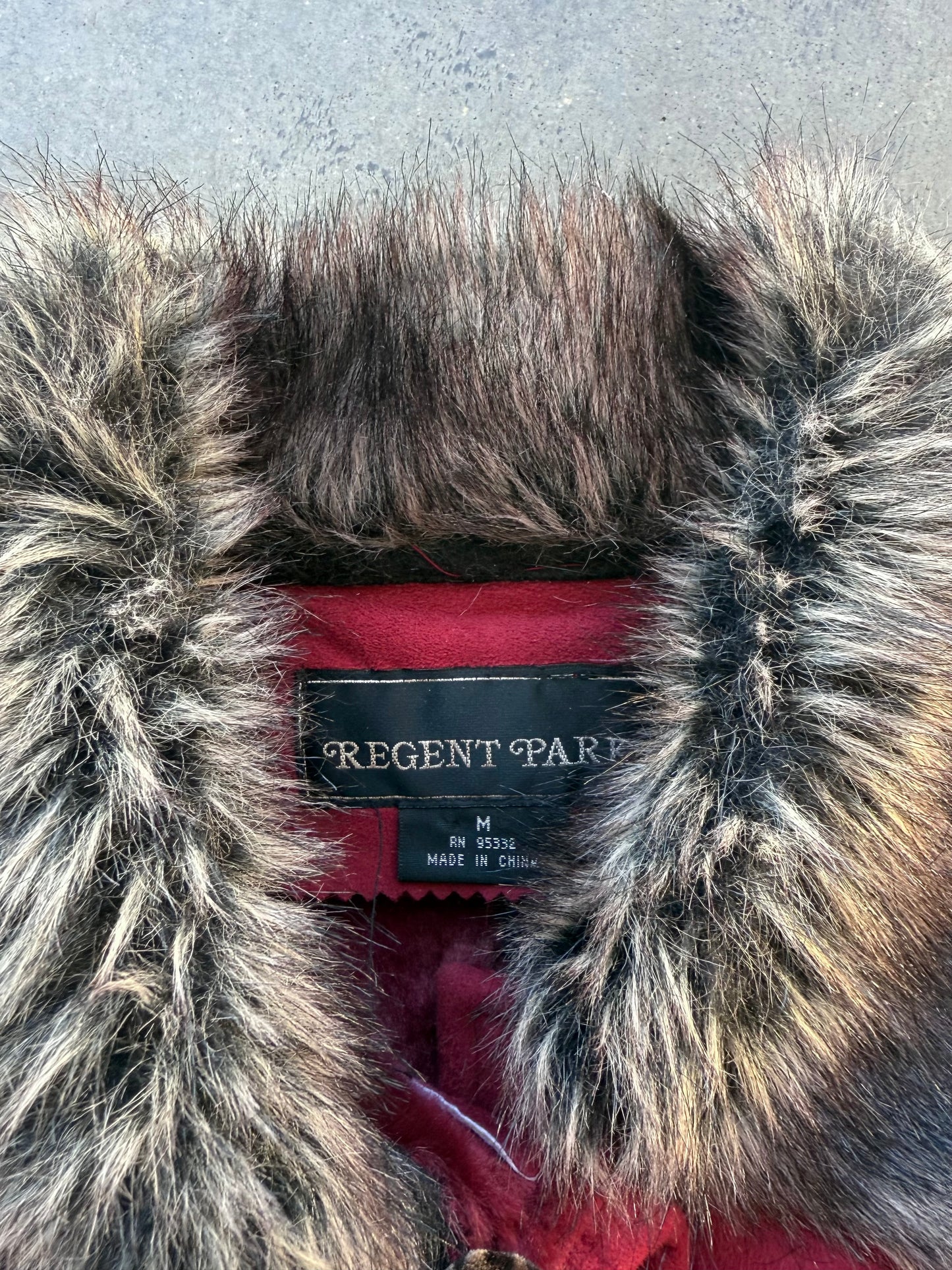 Fur Trim Faux Suede Jacket - M