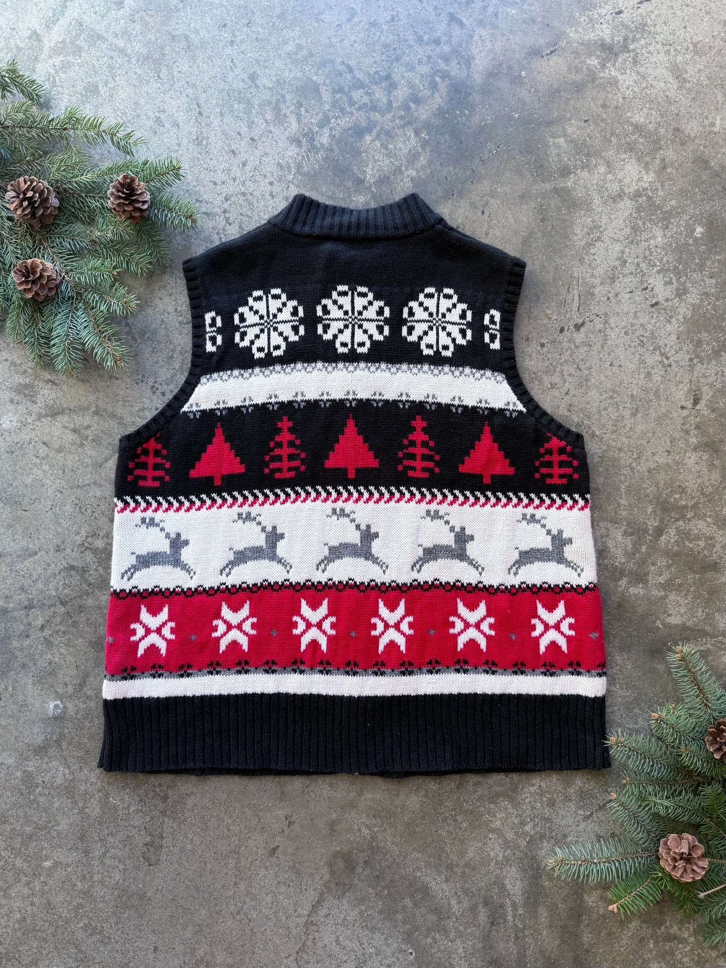 Christmas Zip Up Sweater Vest - XL