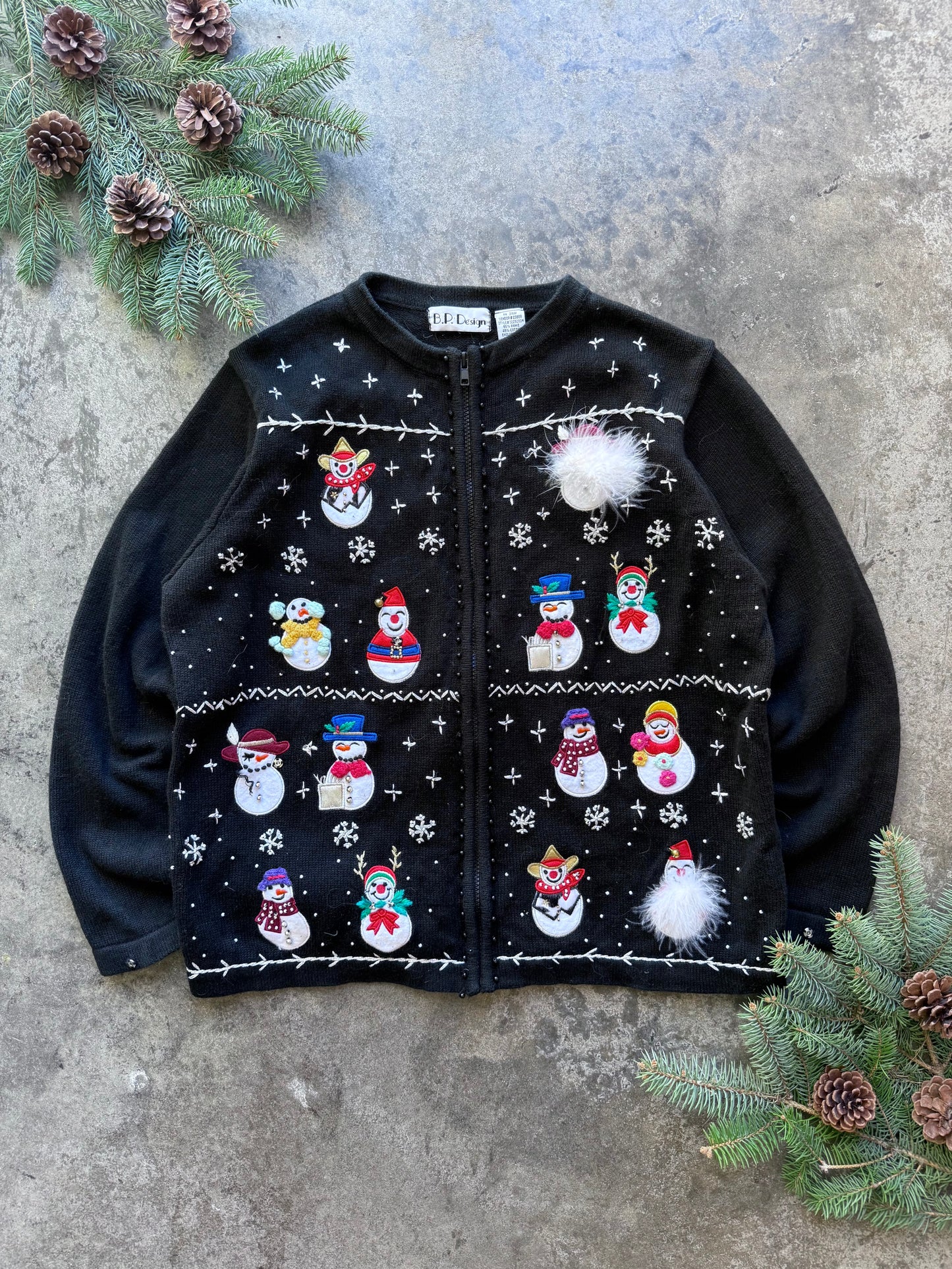 Snowman Zip Up Cardigan - XL