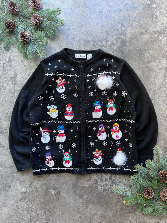 Snowman Zip Up Cardigan - XL