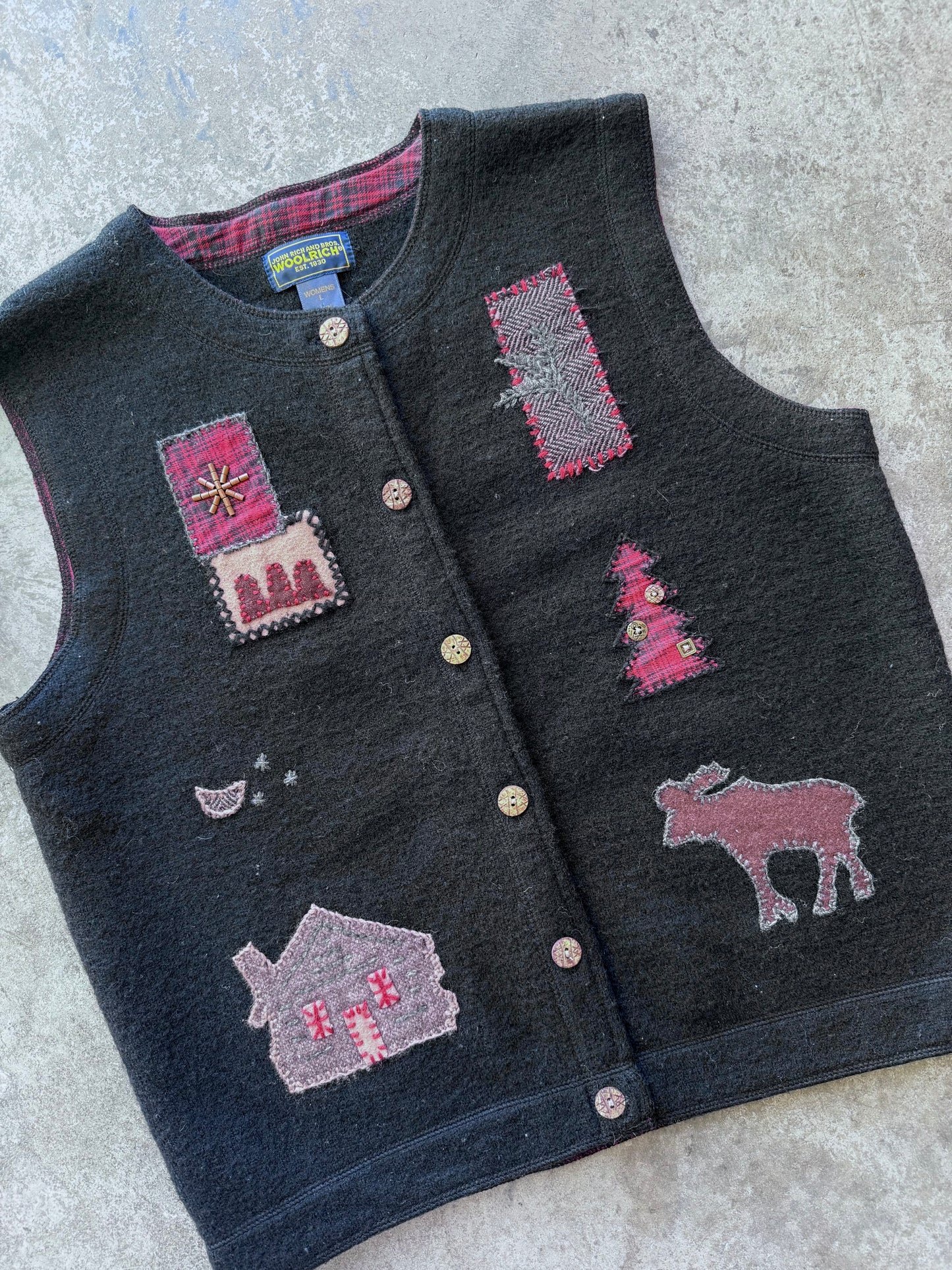 Christmas Patchwork Wool Vest - L