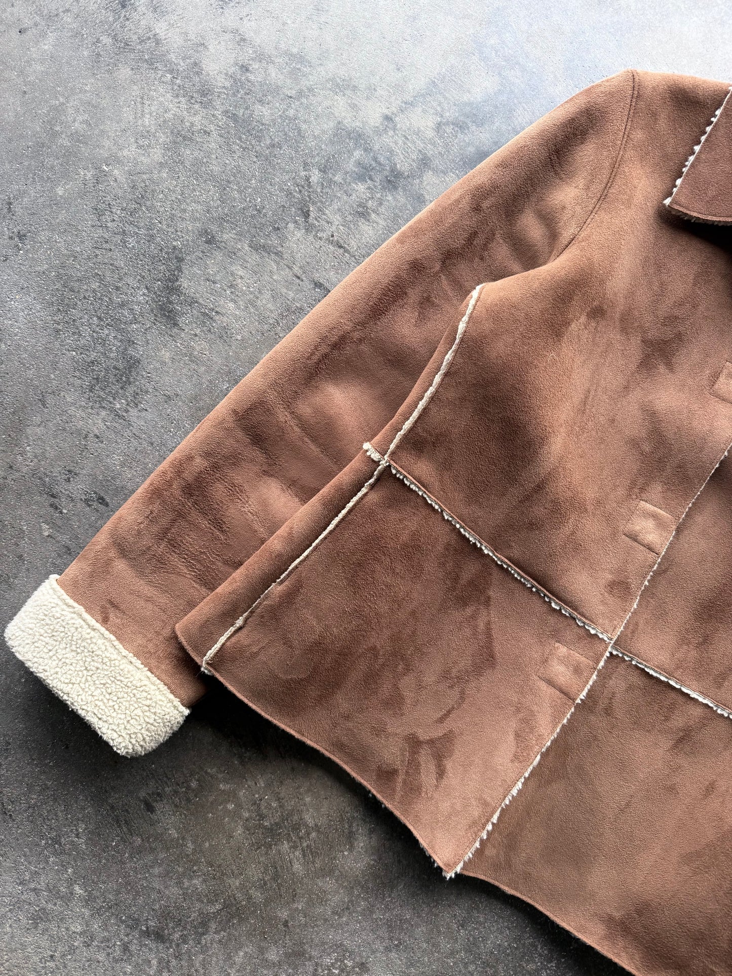 Faux Suede Sherpa Jacket - M