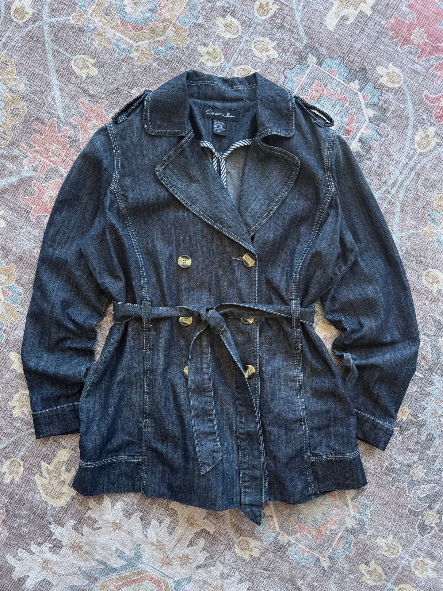 Denim Trench Coat - L