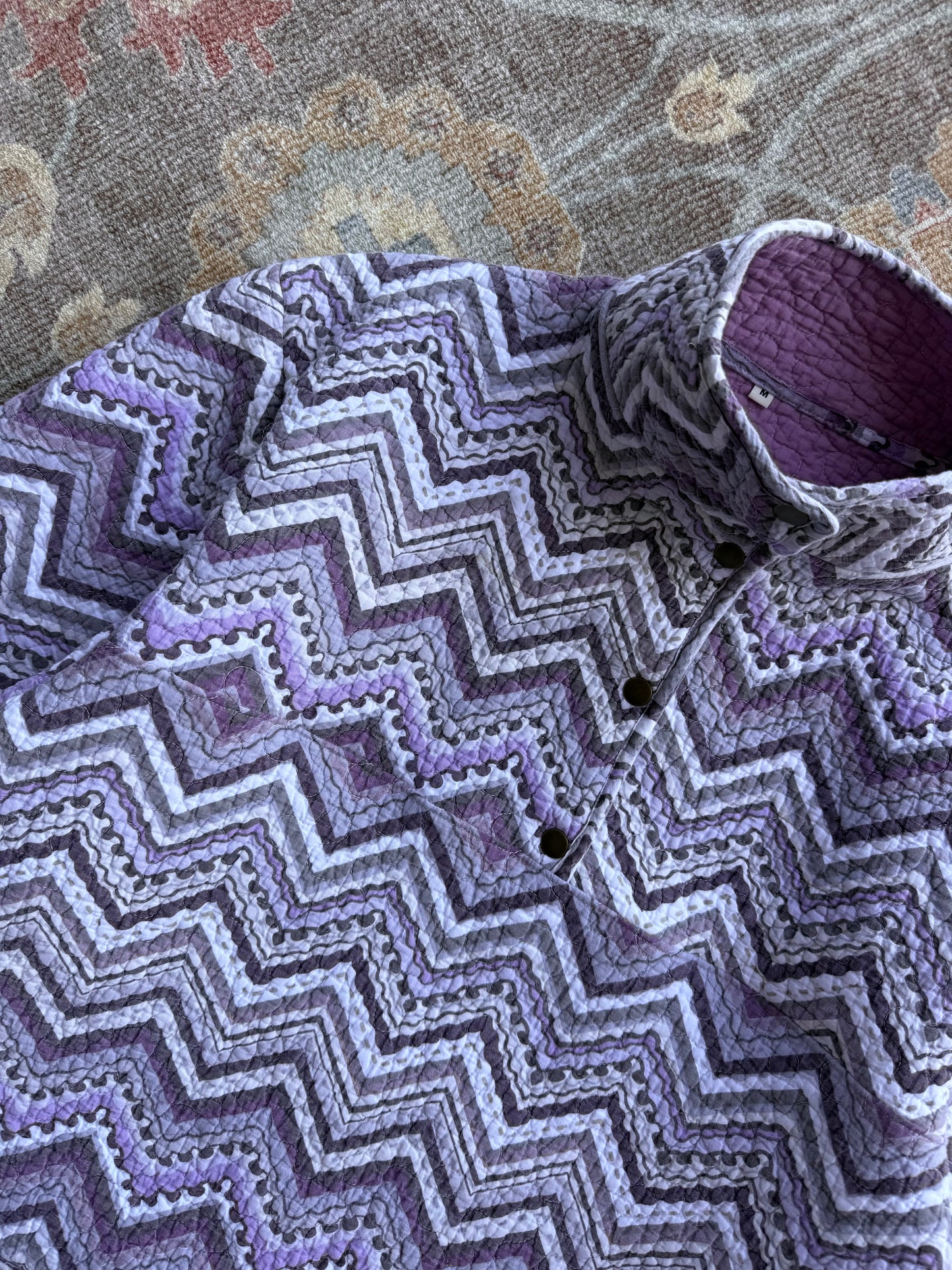 Quilt Snap Button Pullover - M