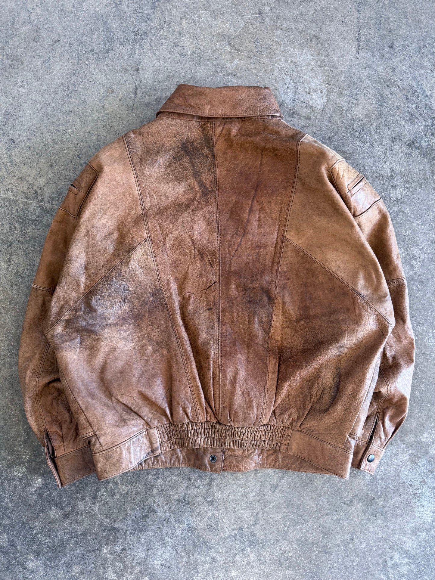 Leather Bomber Jacket - M