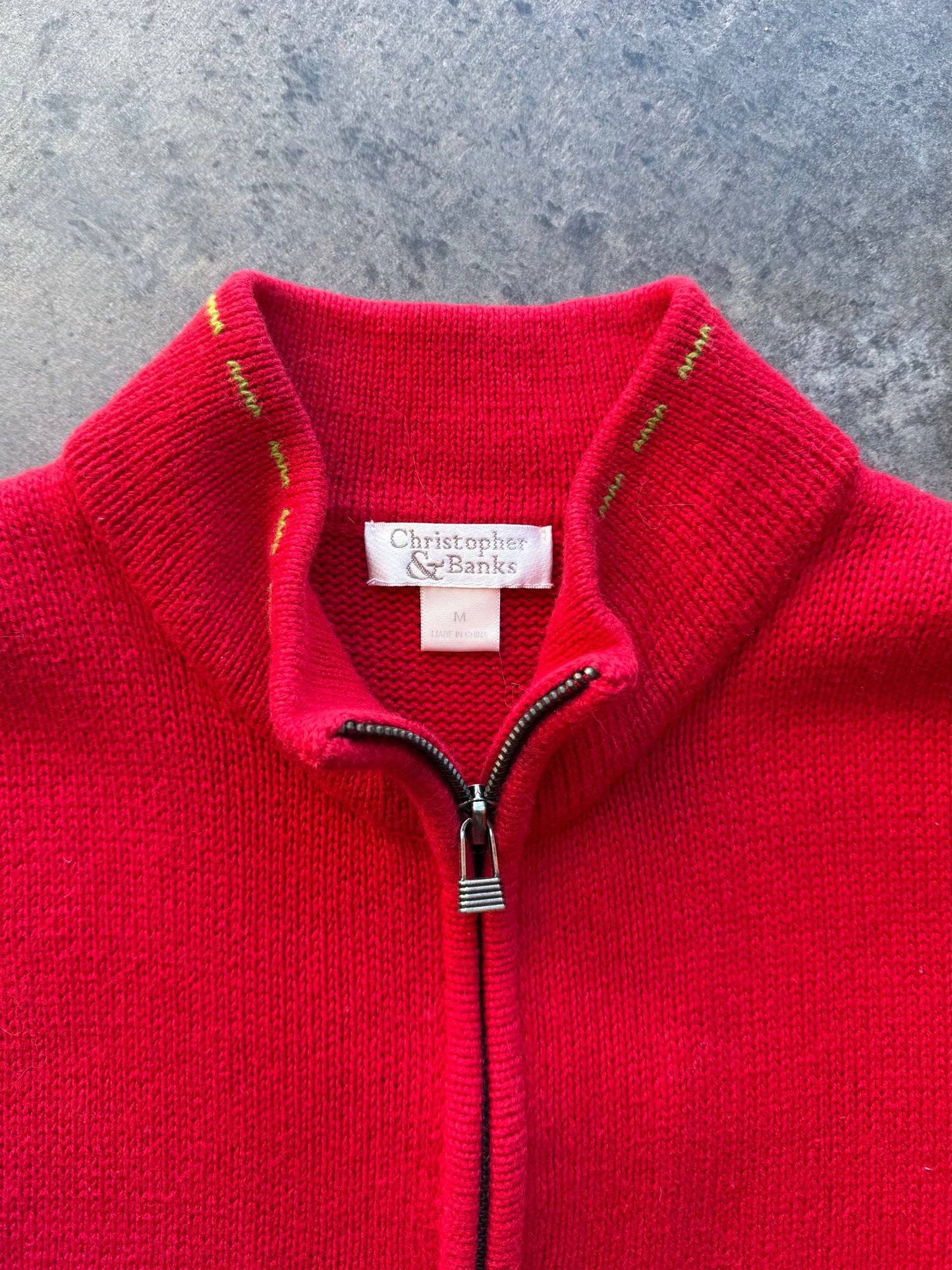 Snowman Zip Up Sweater Vest - M