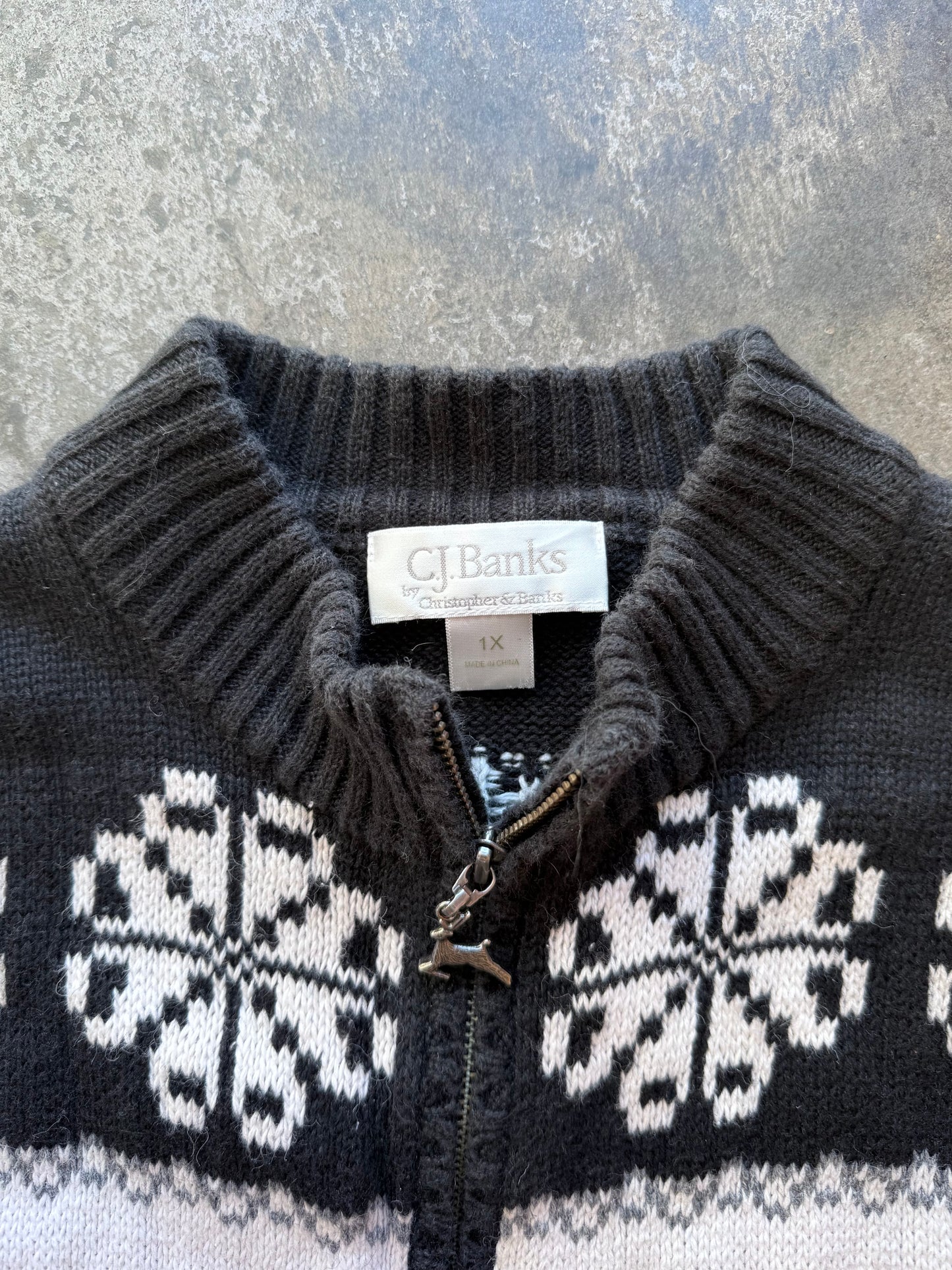 Christmas Zip Up Sweater Vest - XL