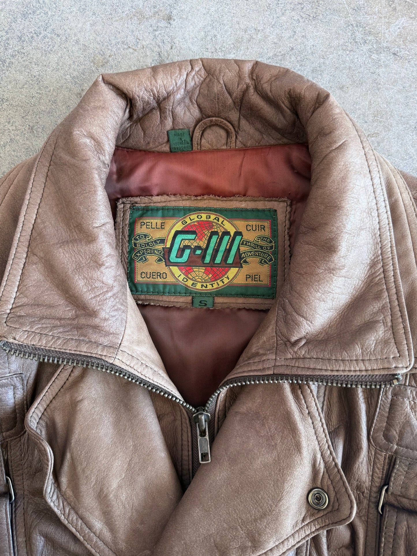 Leather Bomber Jacket - S