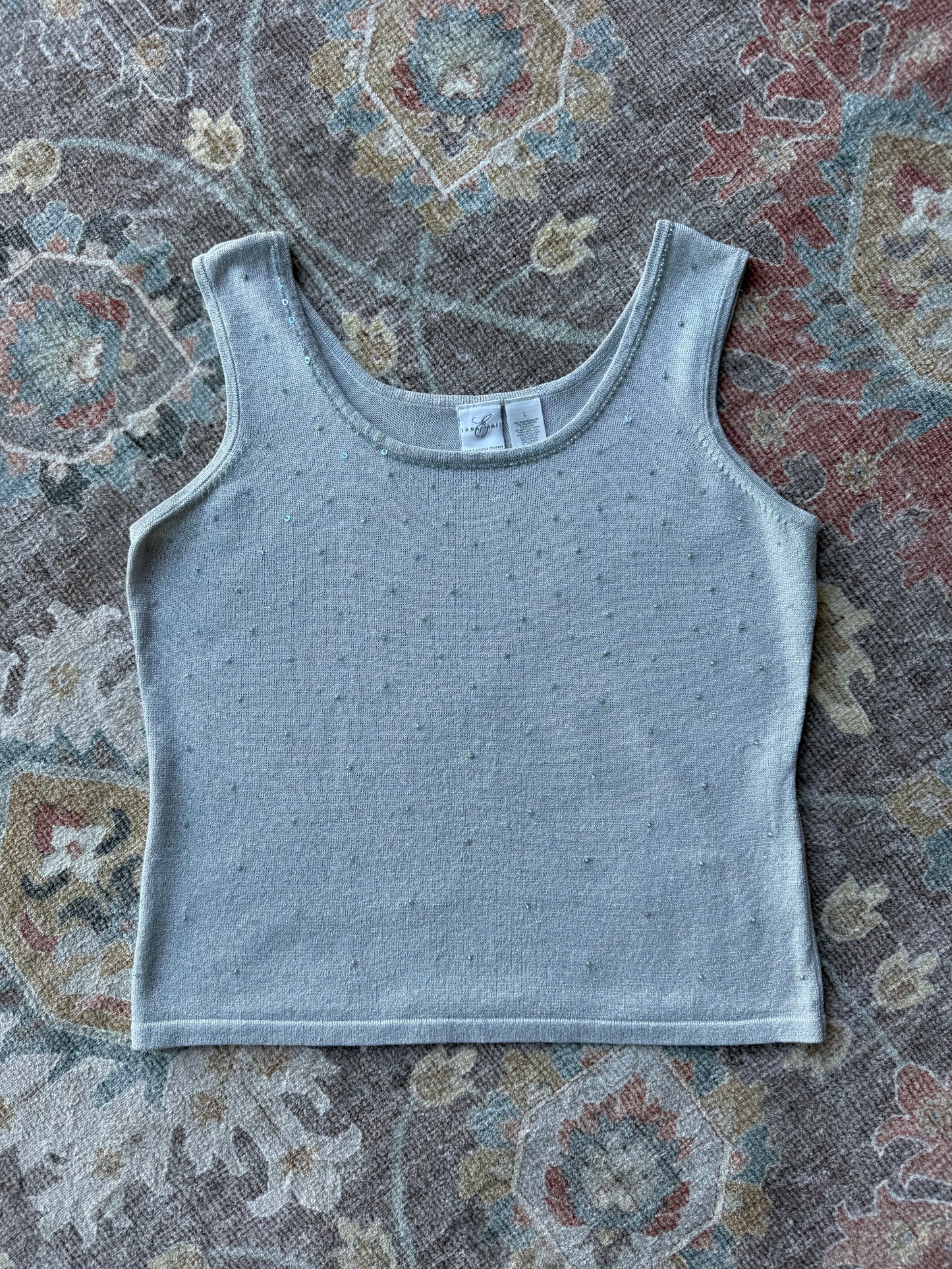 Silver Beaded Tank - L