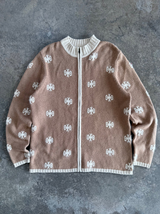 Snowflake Zip Up Cardigan - XL