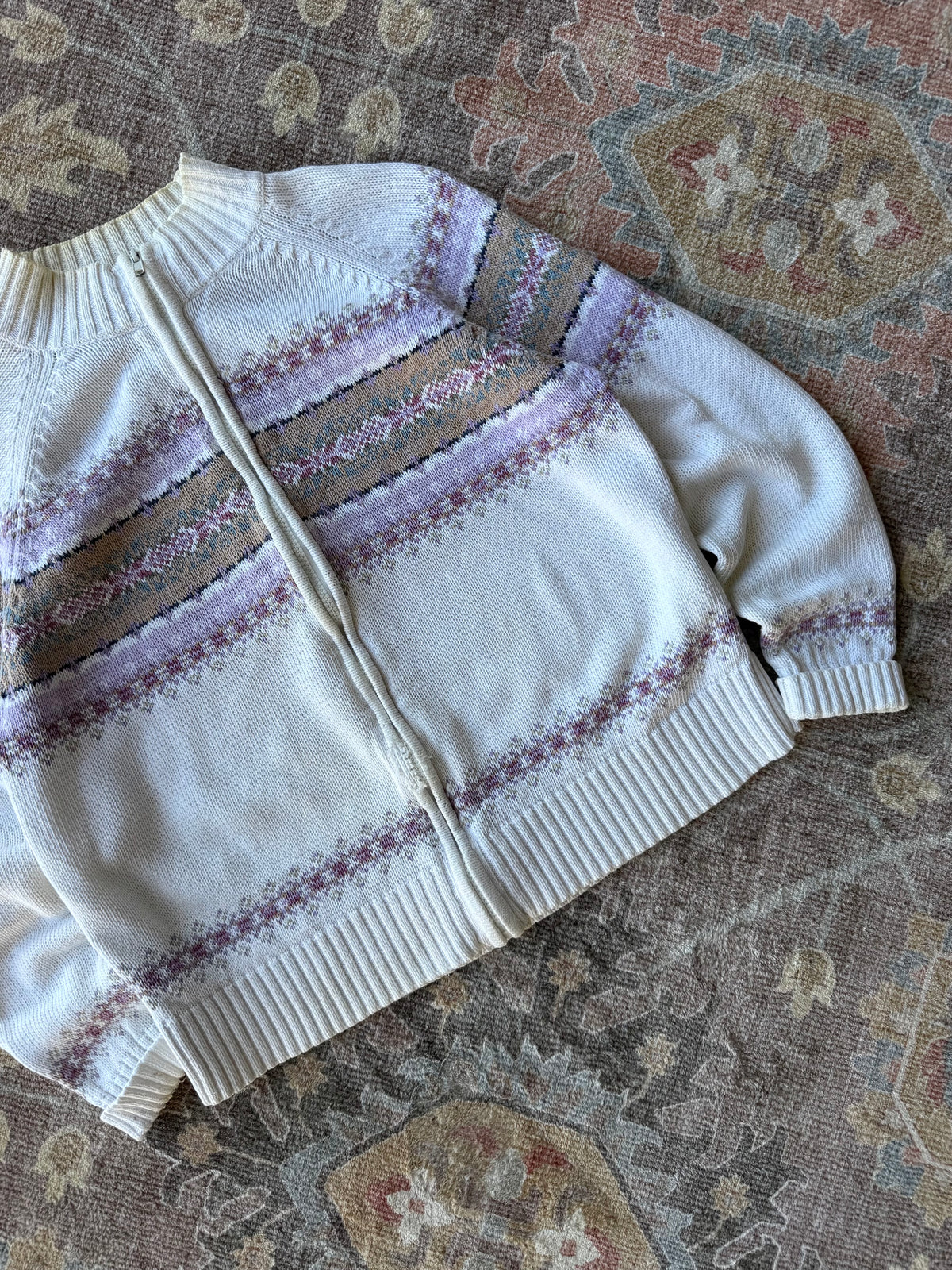 Distressed Fair Isle Cardigan - M