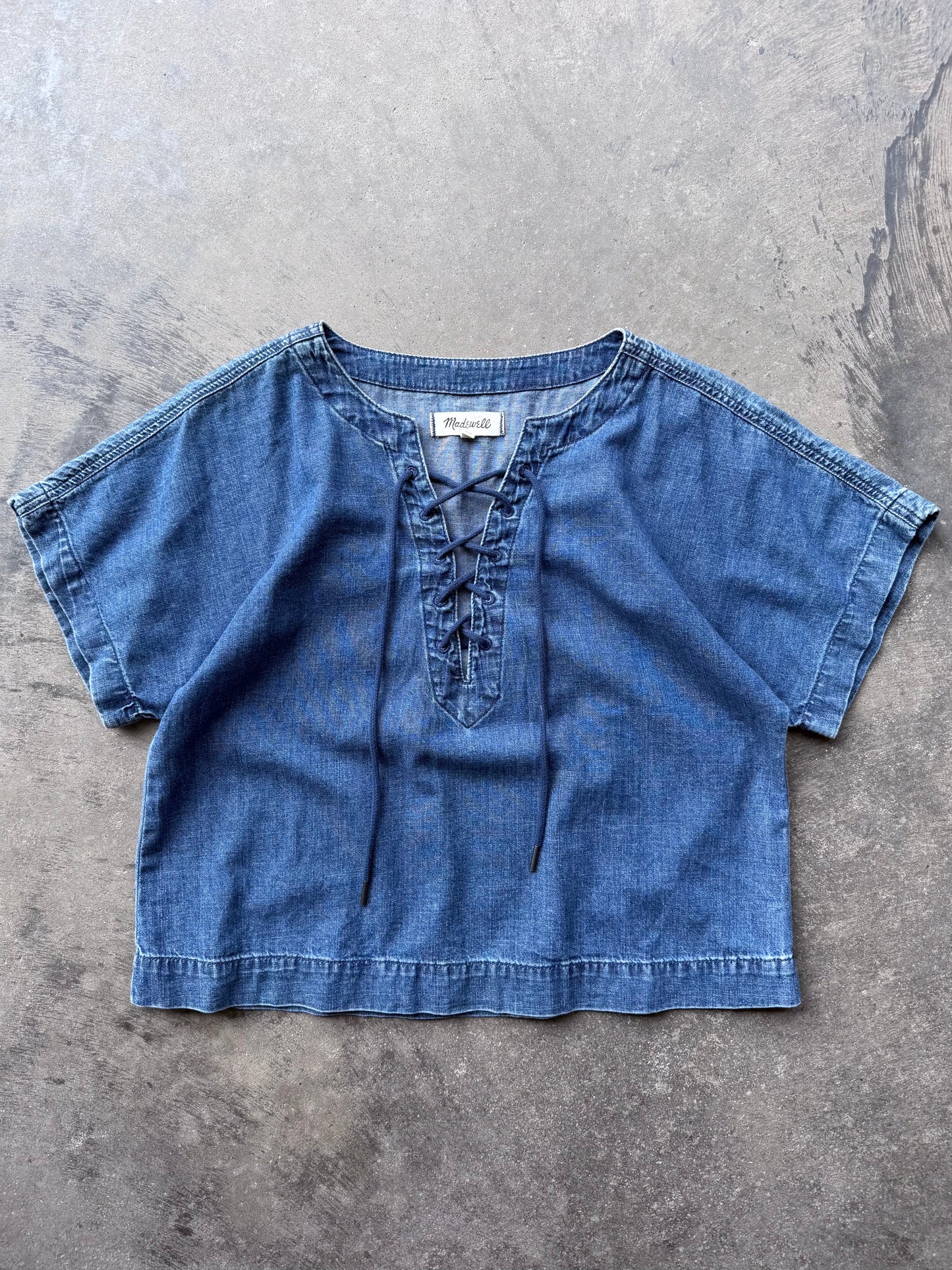 Denim Lace Up Top - S