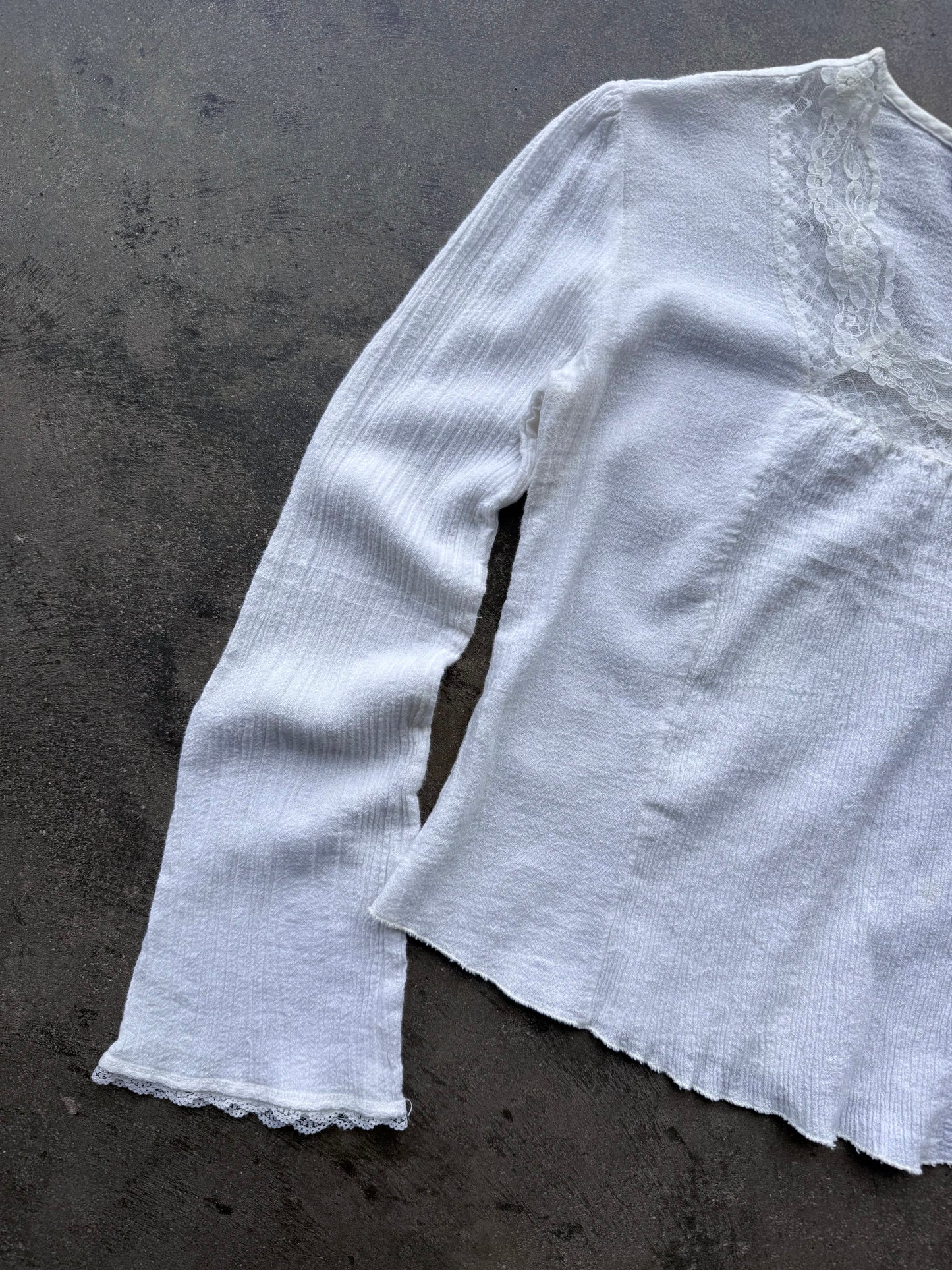 Lace Trim Flowy Top - S