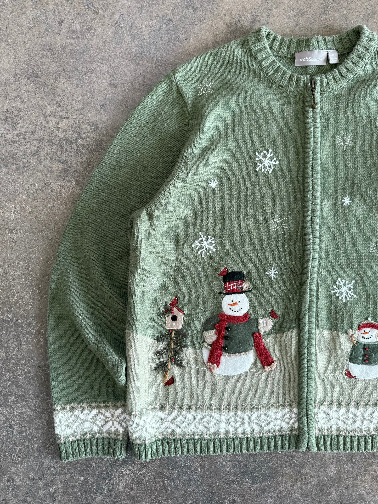 Snowman Zip Up Cardigan - XL