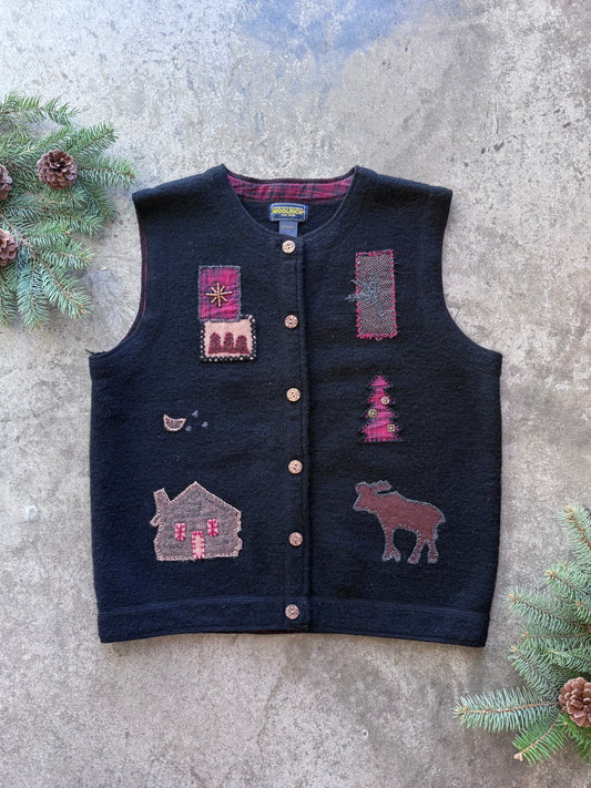 Christmas Patchwork Wool Vest - L