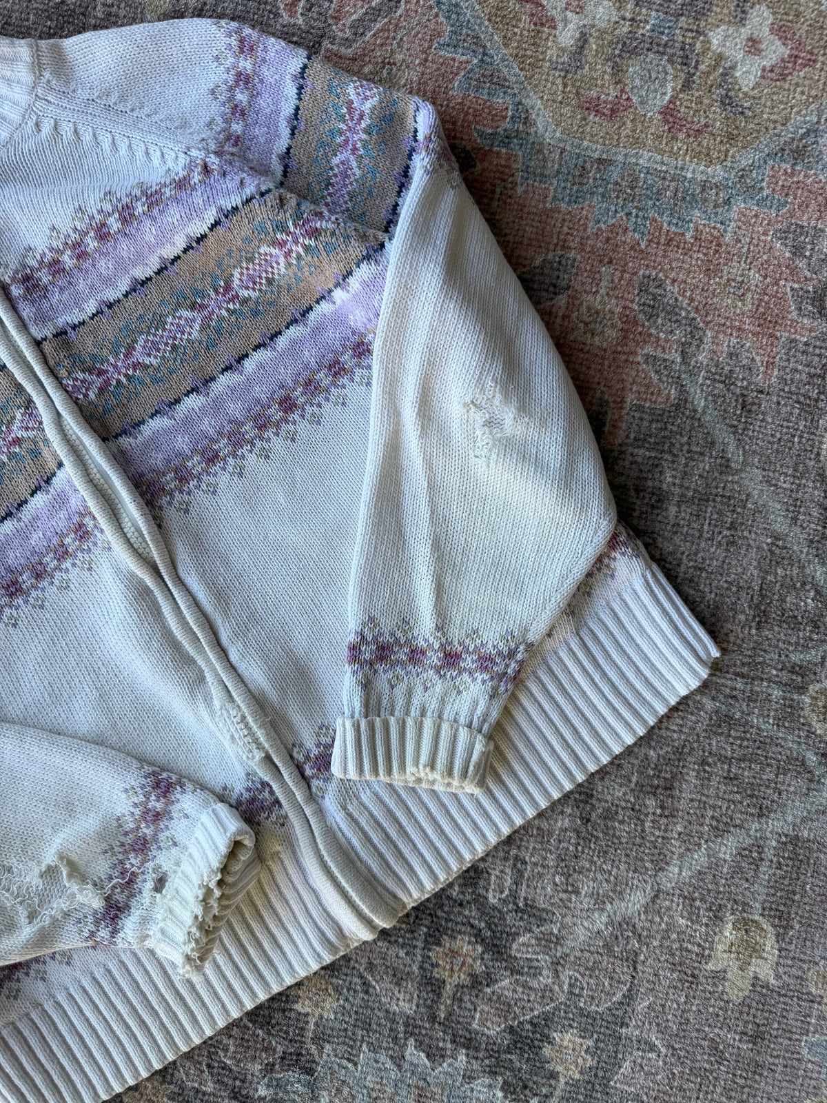 Distressed Fair Isle Cardigan - M