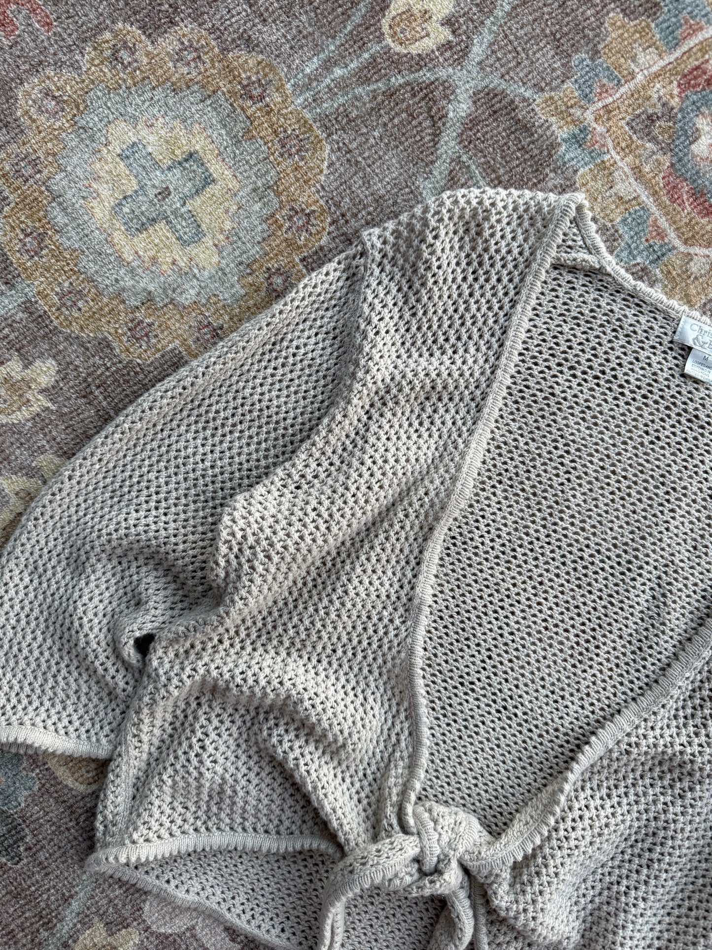 Crochet Tie Cardigan - M